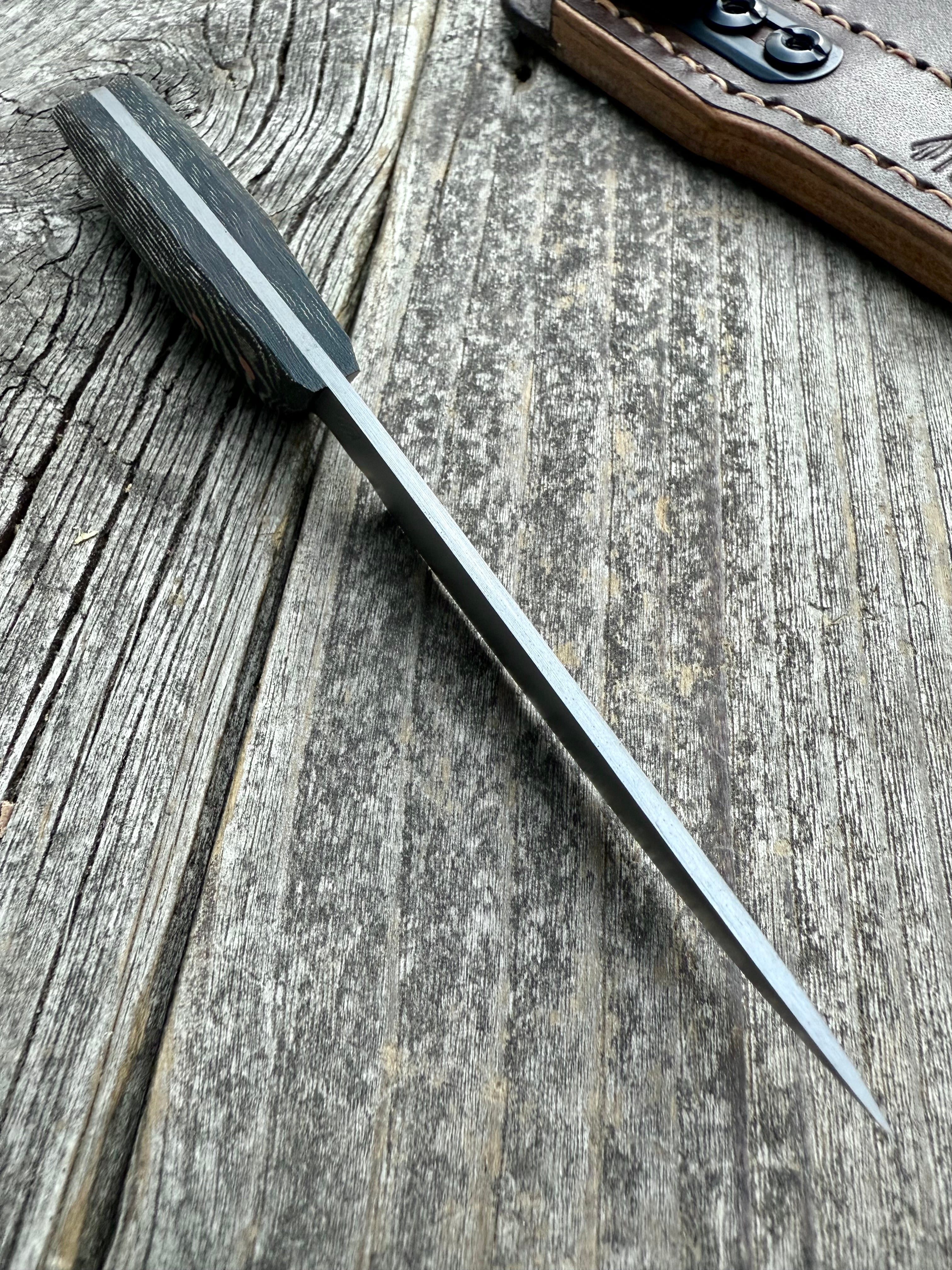 Ocelot Pocket EDC knife — Linen Micarta & copper