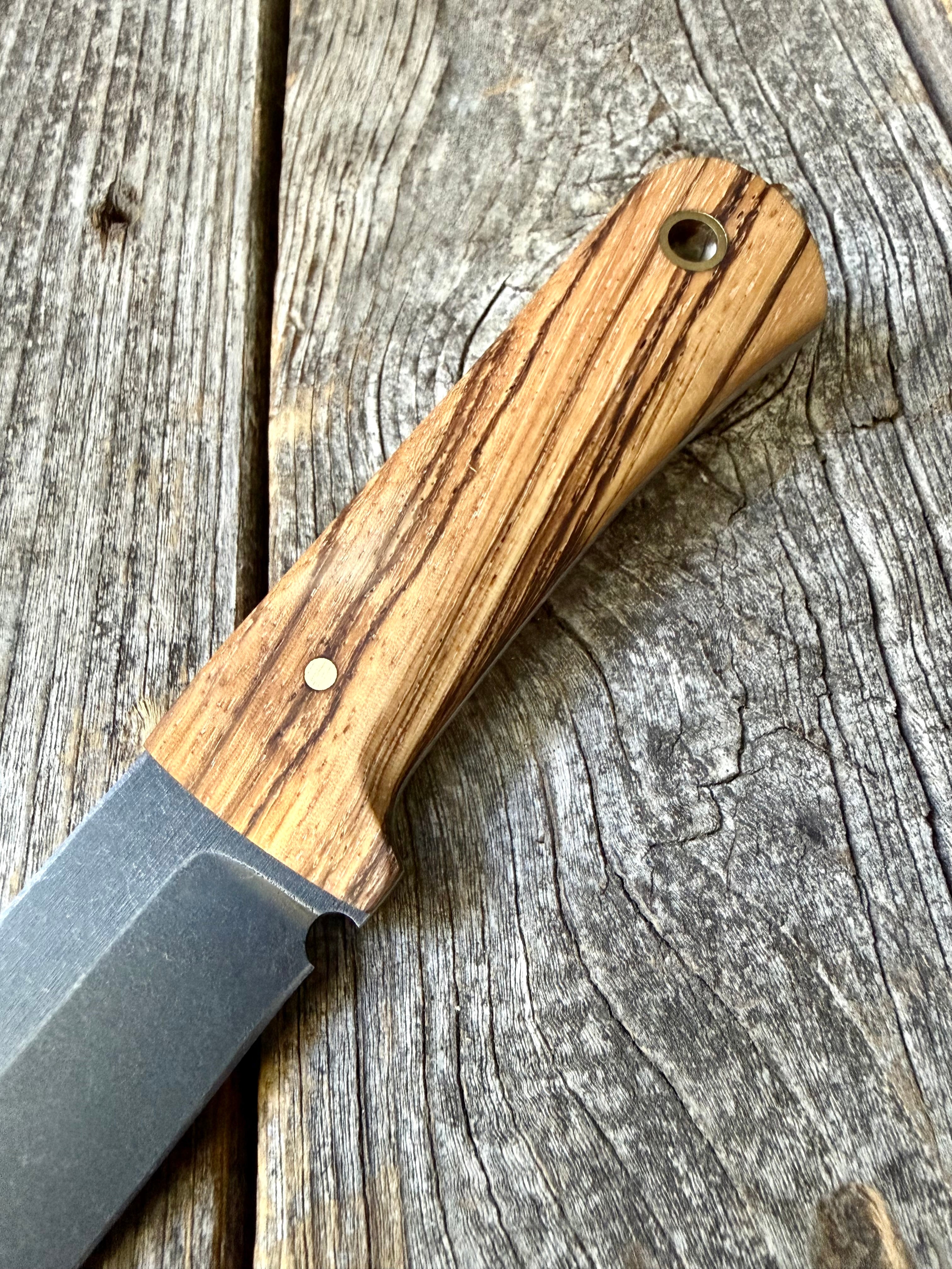 Long Scout Knife— Zebrawood & Brass