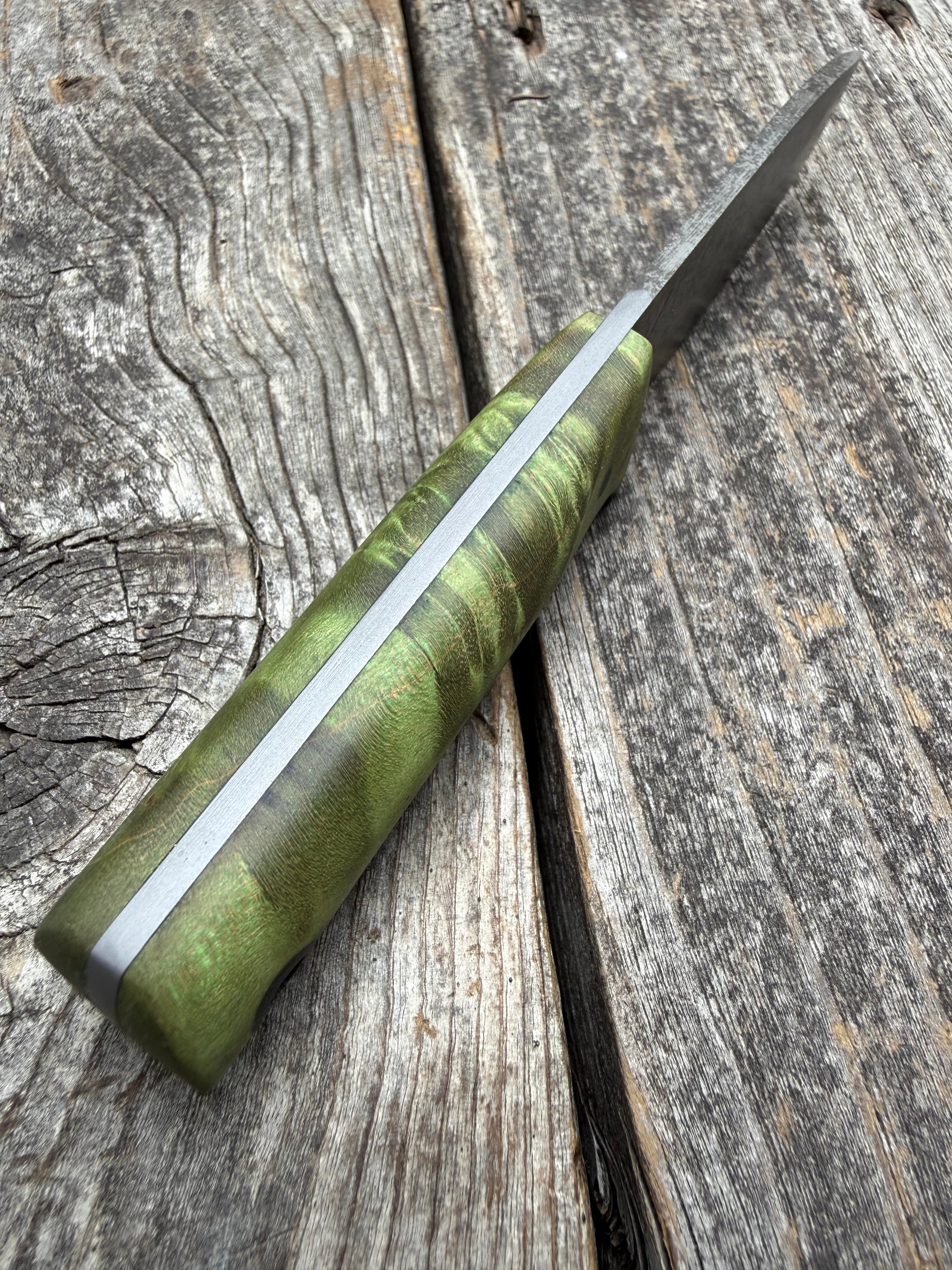 Survival Scout Knife — Maple Burl & Linen