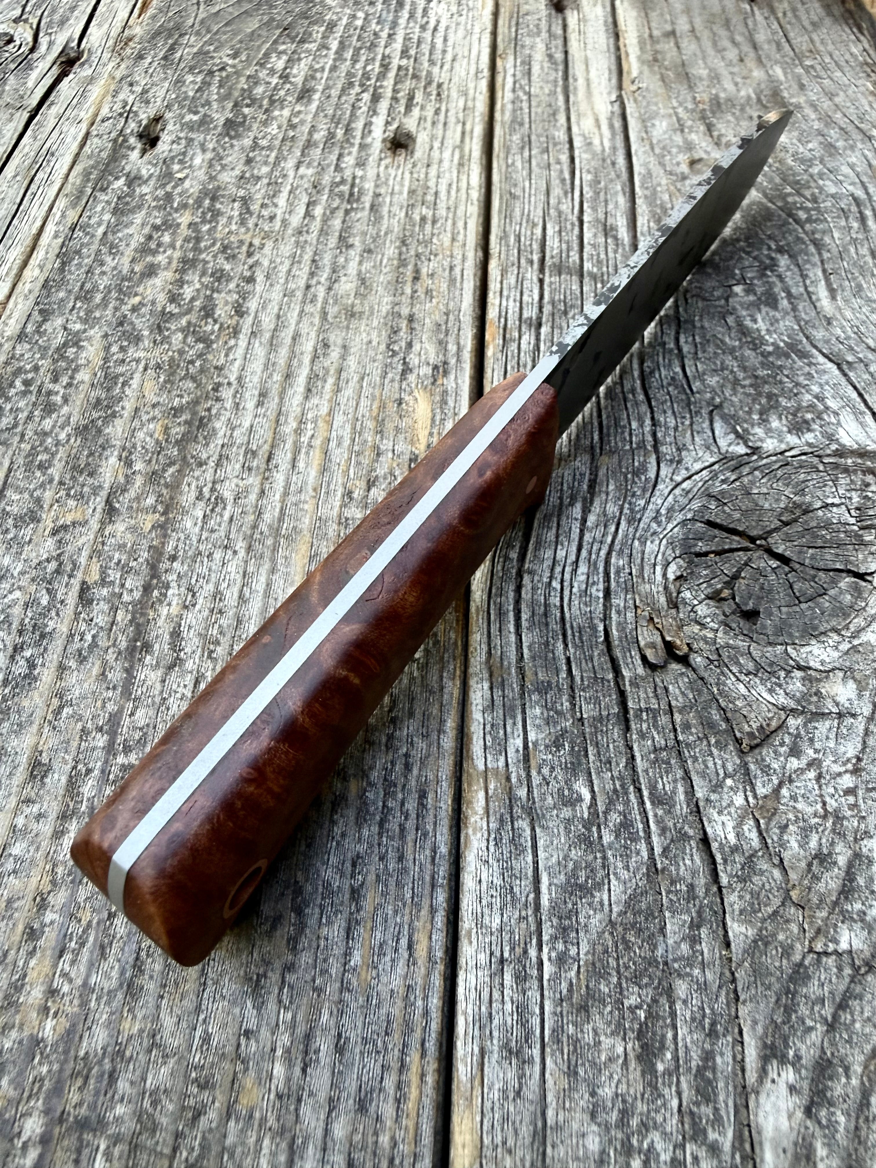 Long Scout Knife — Redwood Burl & Copper