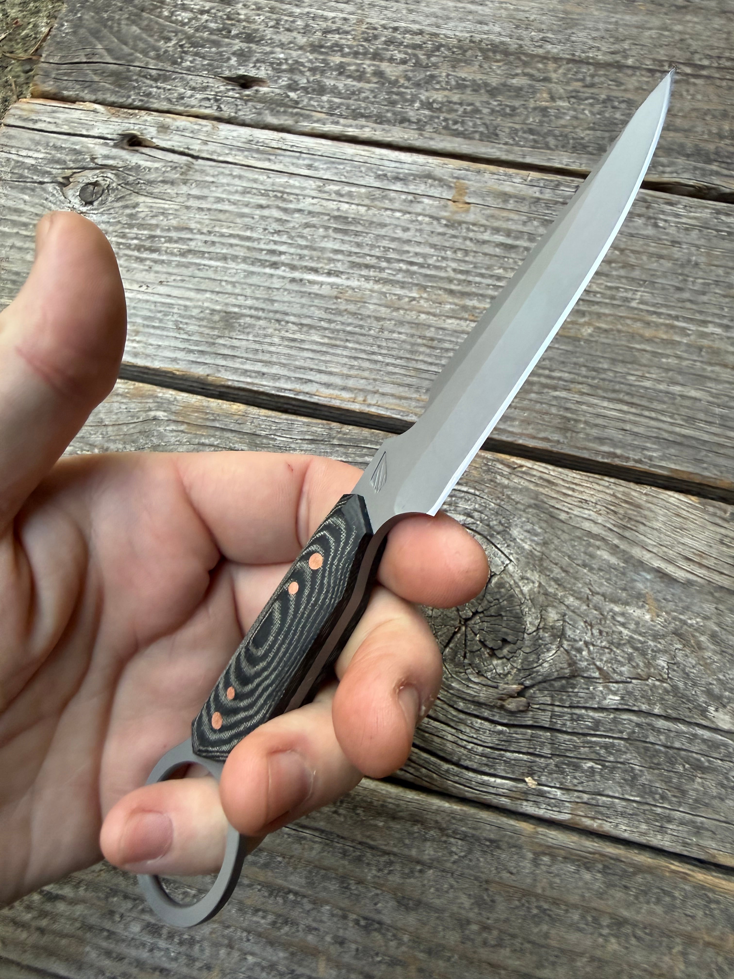 Finger-Loop Quille Pocket-EDC knife — Linen Micarta & copper