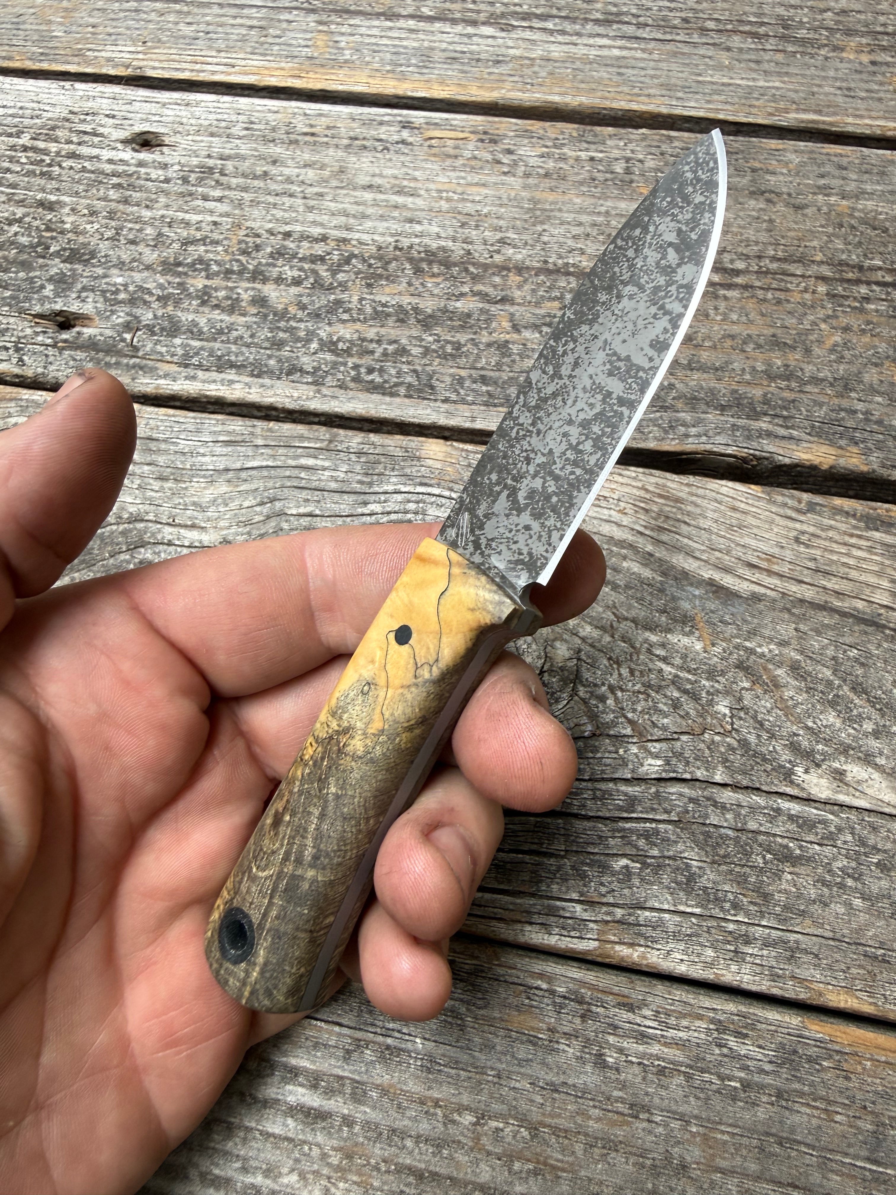 Survival Scout Knife — Spalted Buckeye & Linen