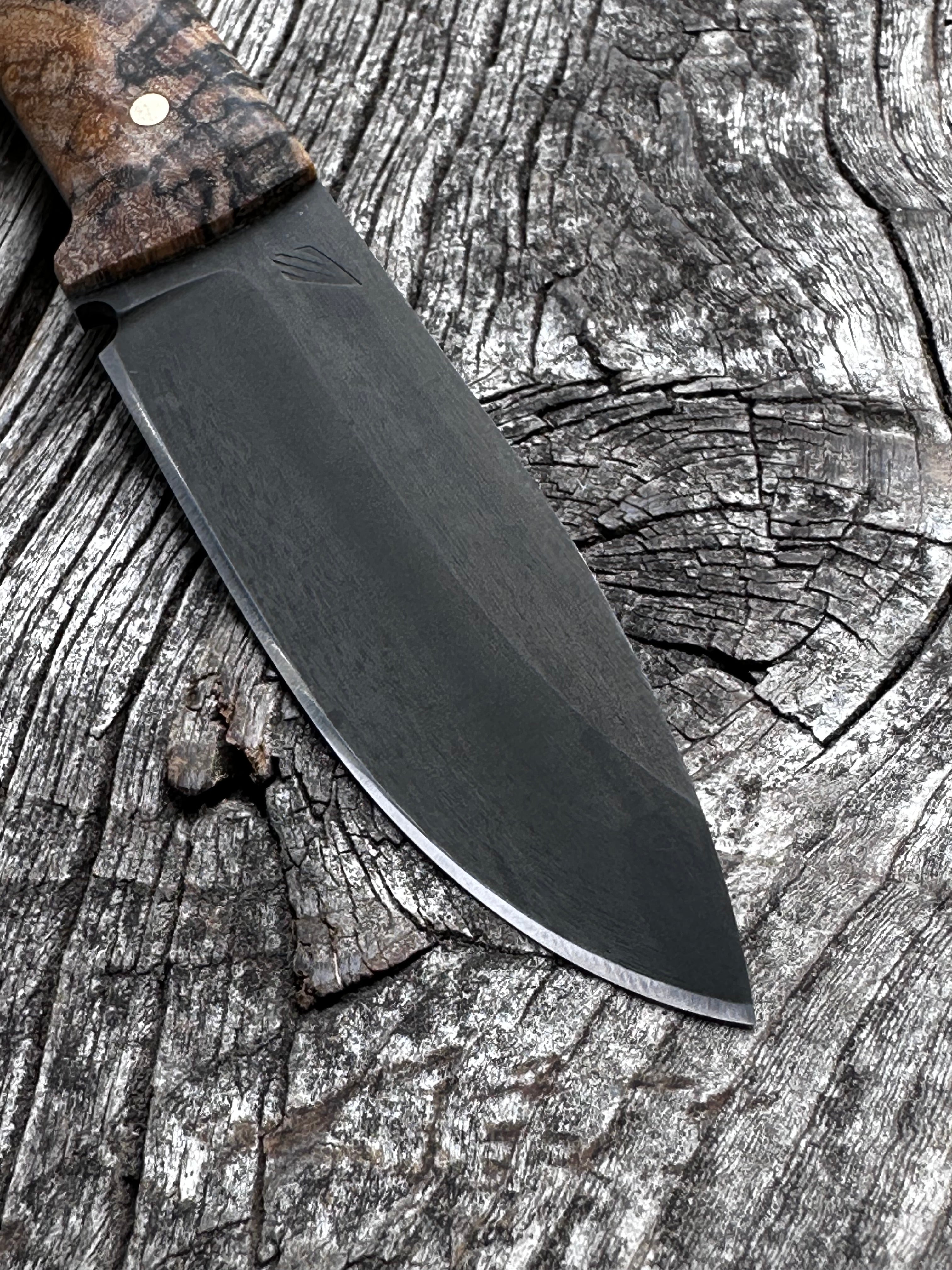 Survival Scout Knife — Spalted Maple & Brass