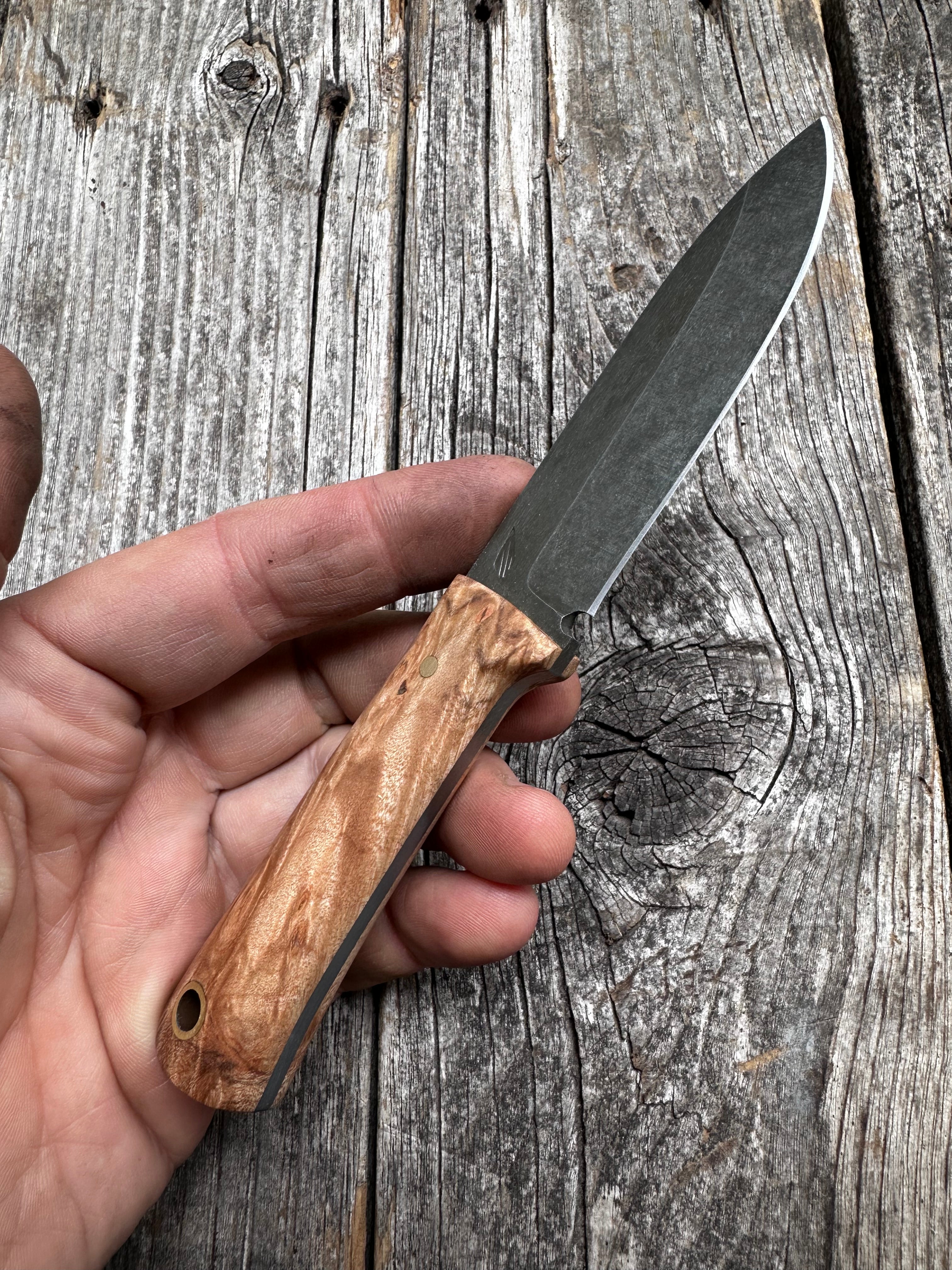Mountain Scout Knife — Maple Burl & Brass