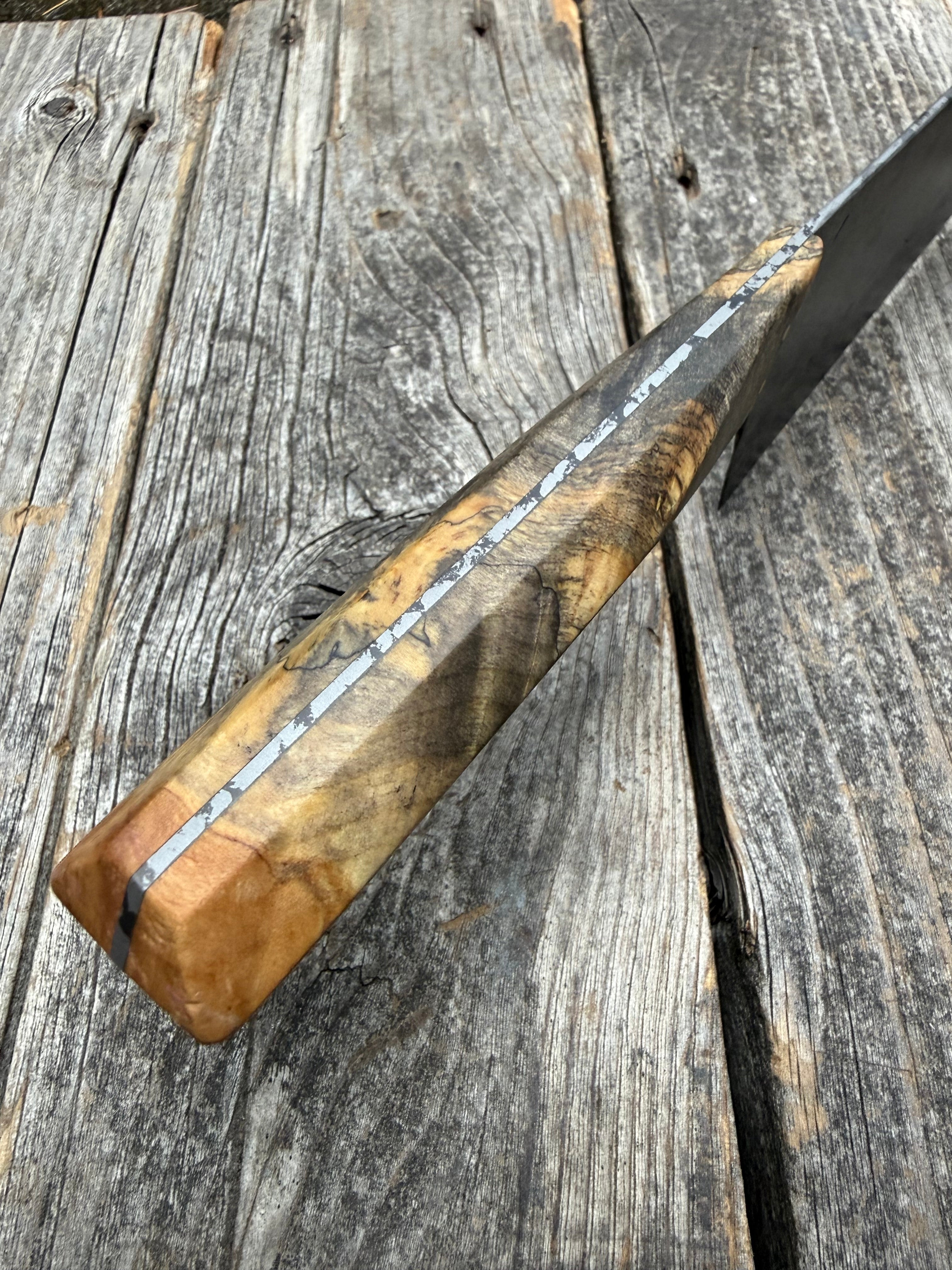 Prototype 8” Chef — Buckeye Burl & Brass