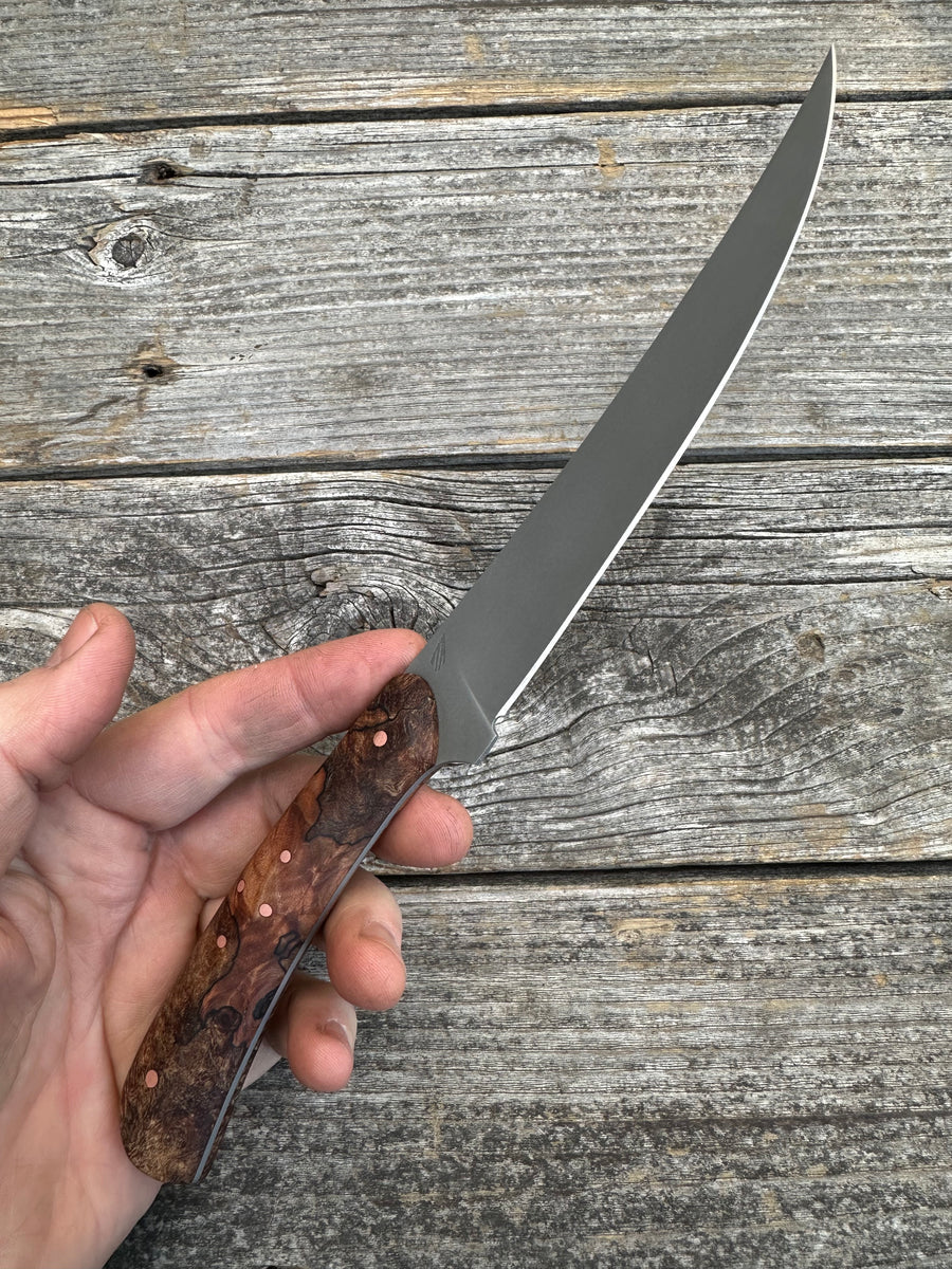 Mattei’s Boning/Fillet knife 6" — (Mid Flex) Spalted Maple Burl & Copper