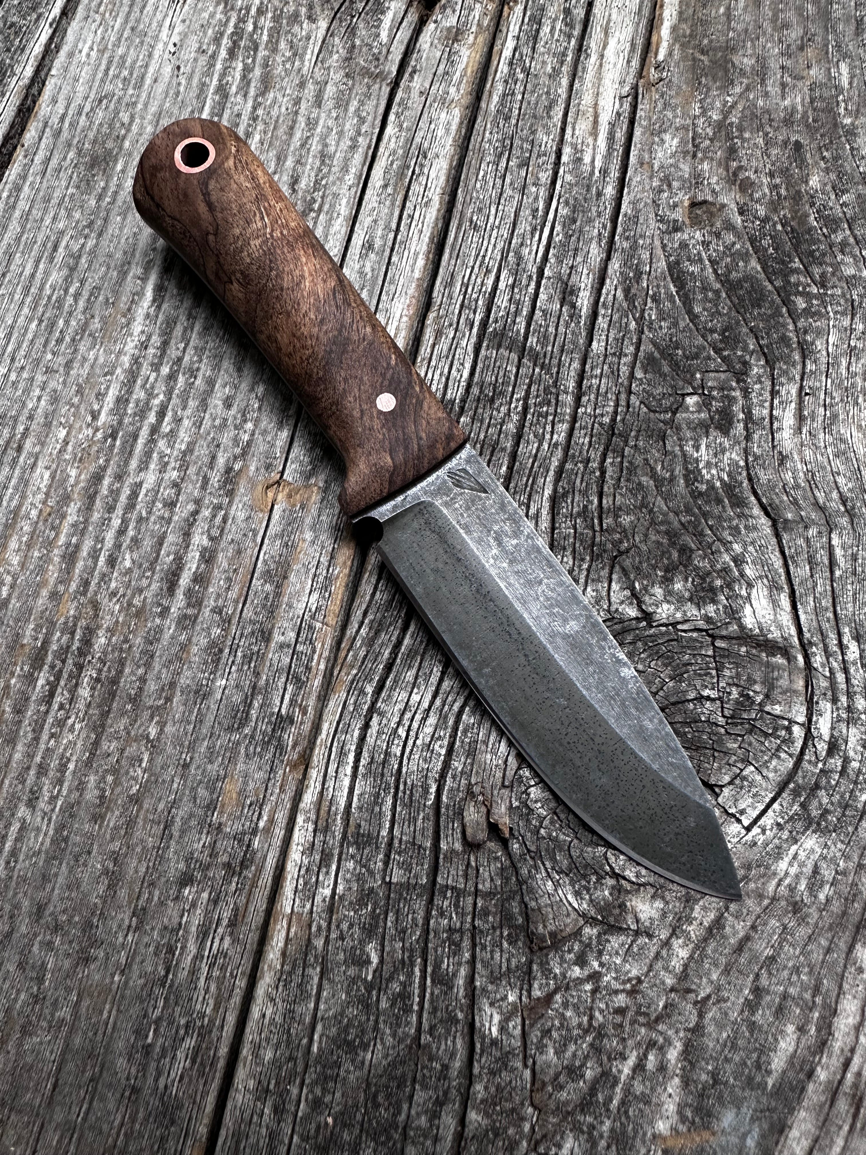 Mountain Scout Knife — Dark Spalted Maple & Copper