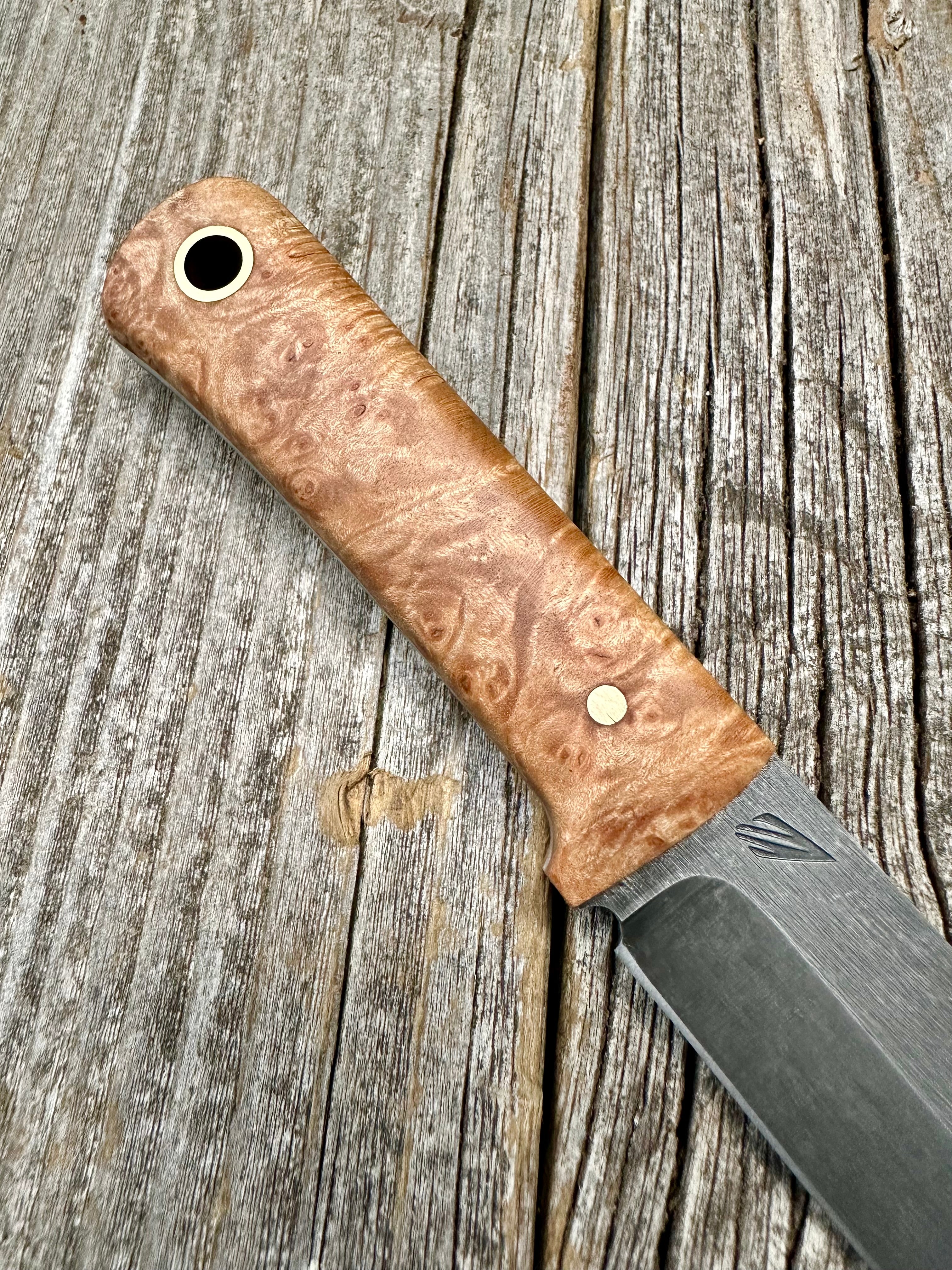 Survival Scout Knife — Maple Burl & Brass