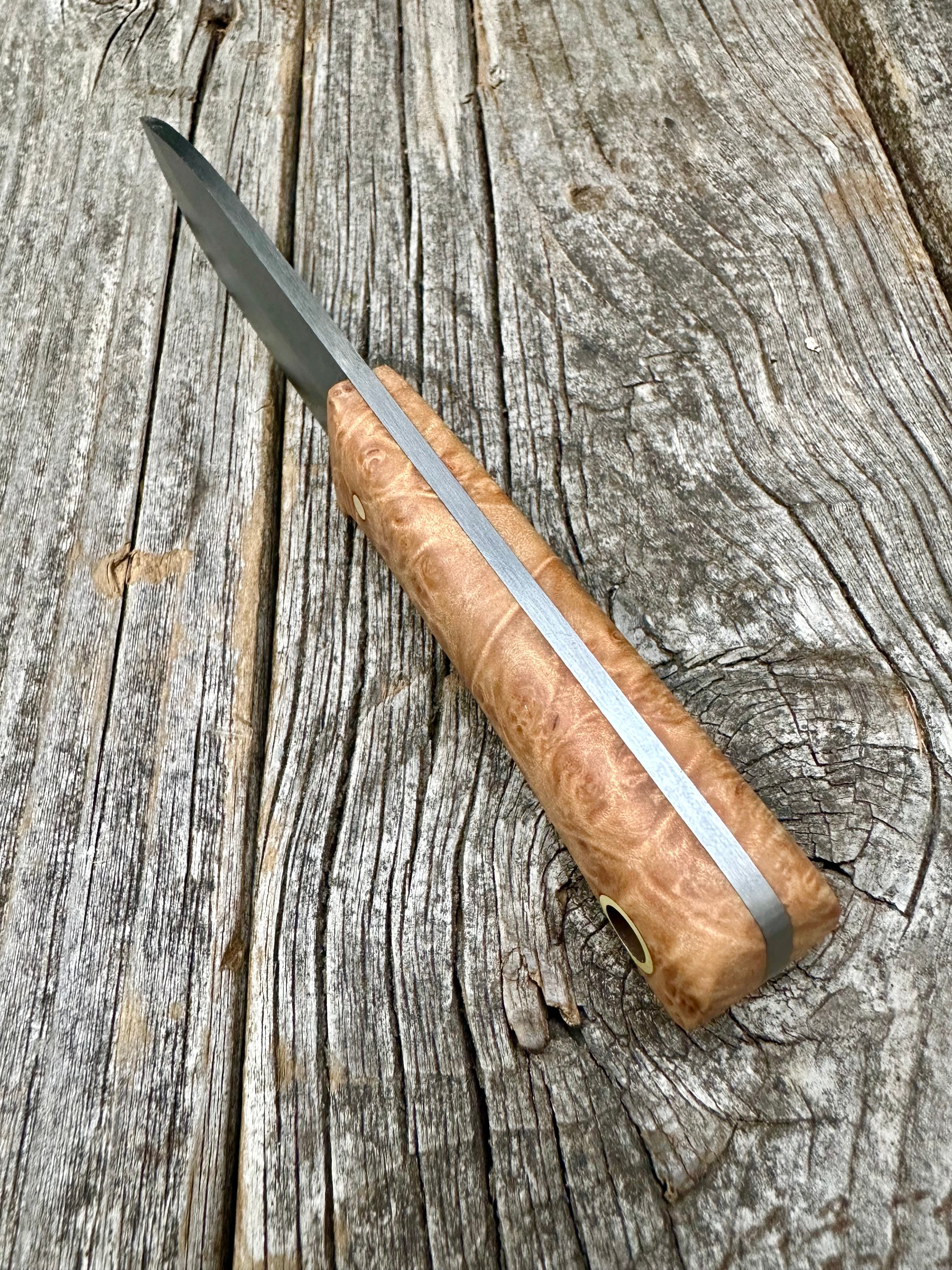 Survival Scout Knife — Maple Burl & Brass
