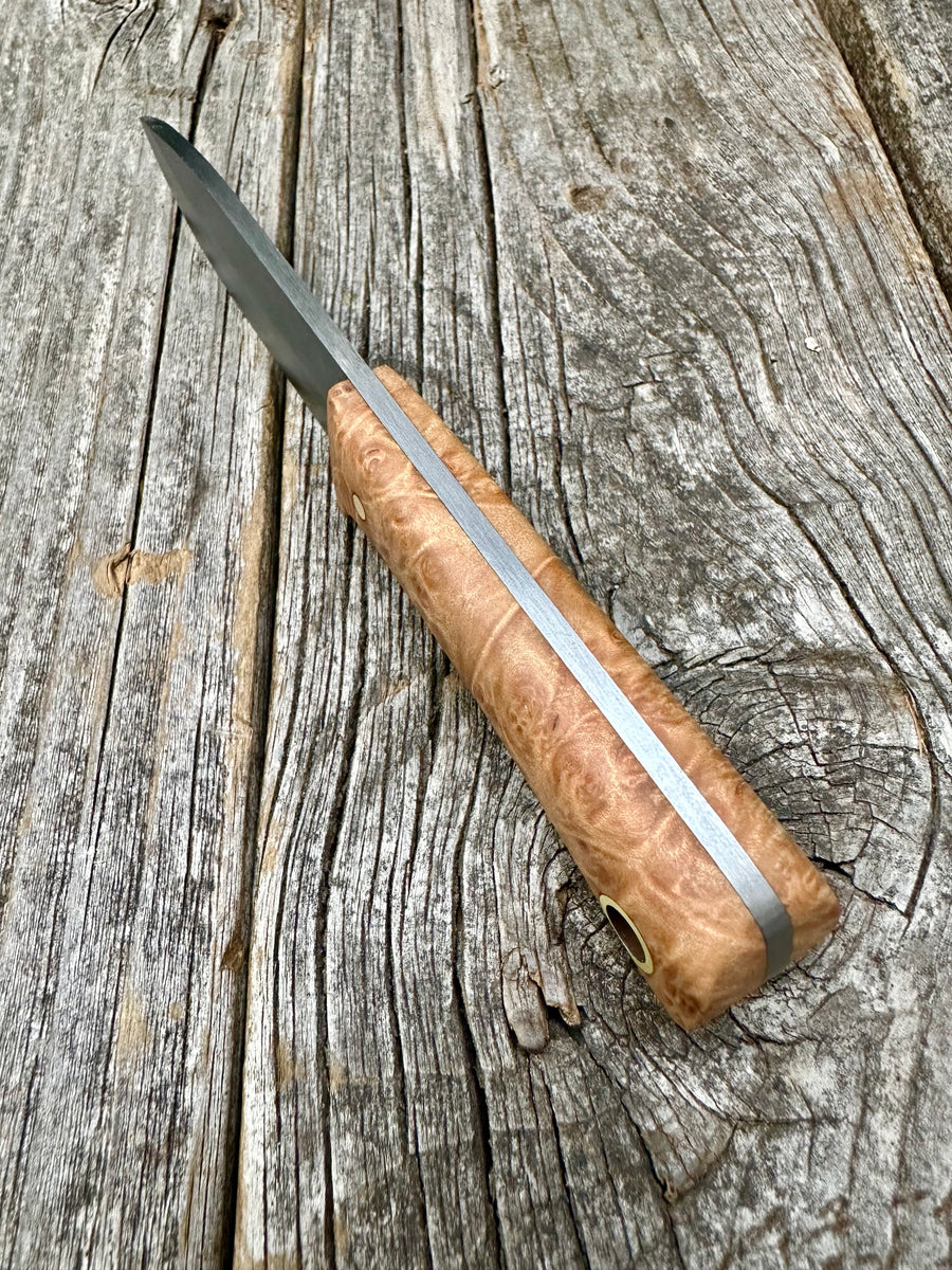 Survival Scout Knife — Maple Burl & Brass