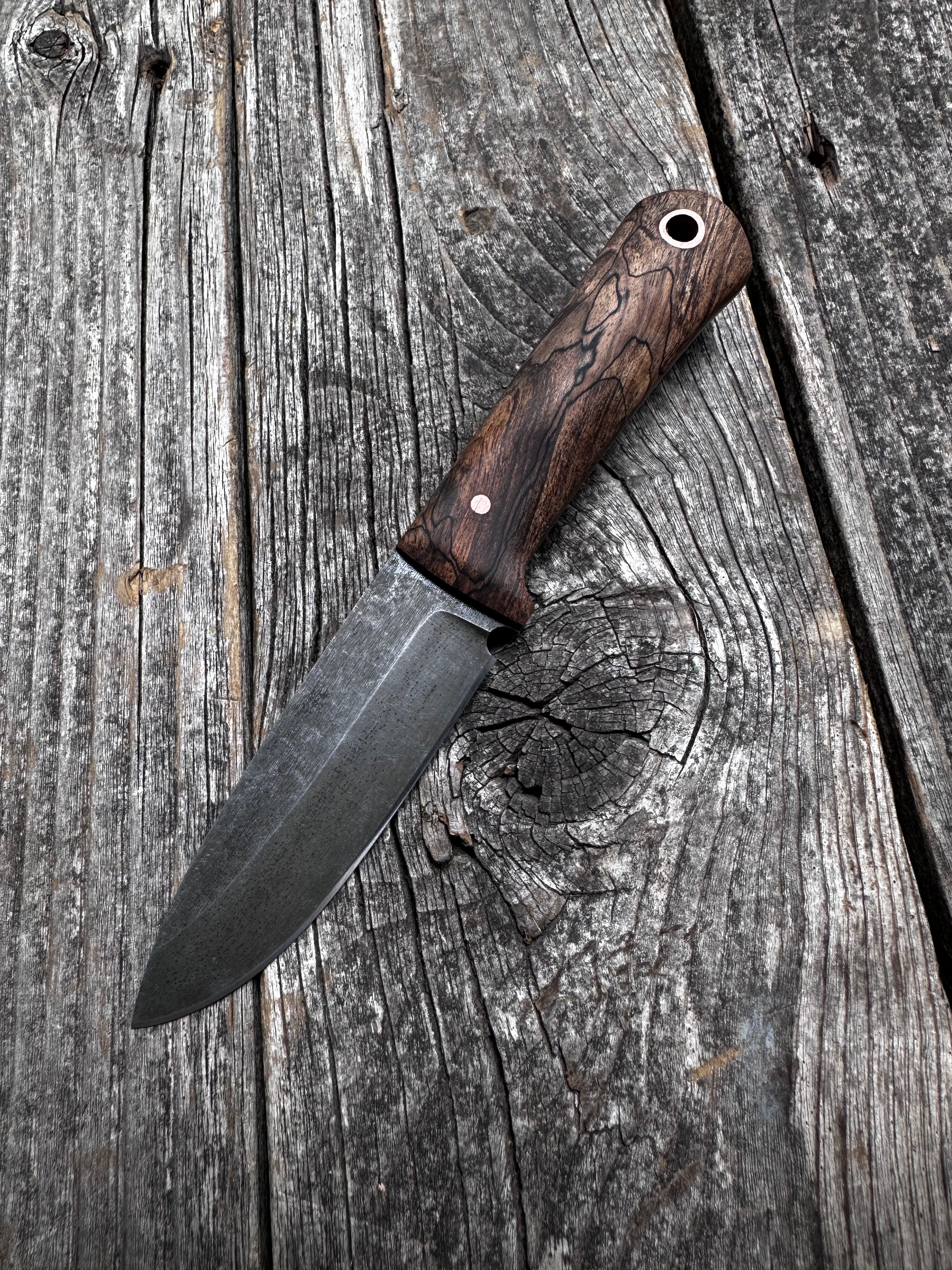 Mountain Scout Knife — Dark Spalted Maple & Copper