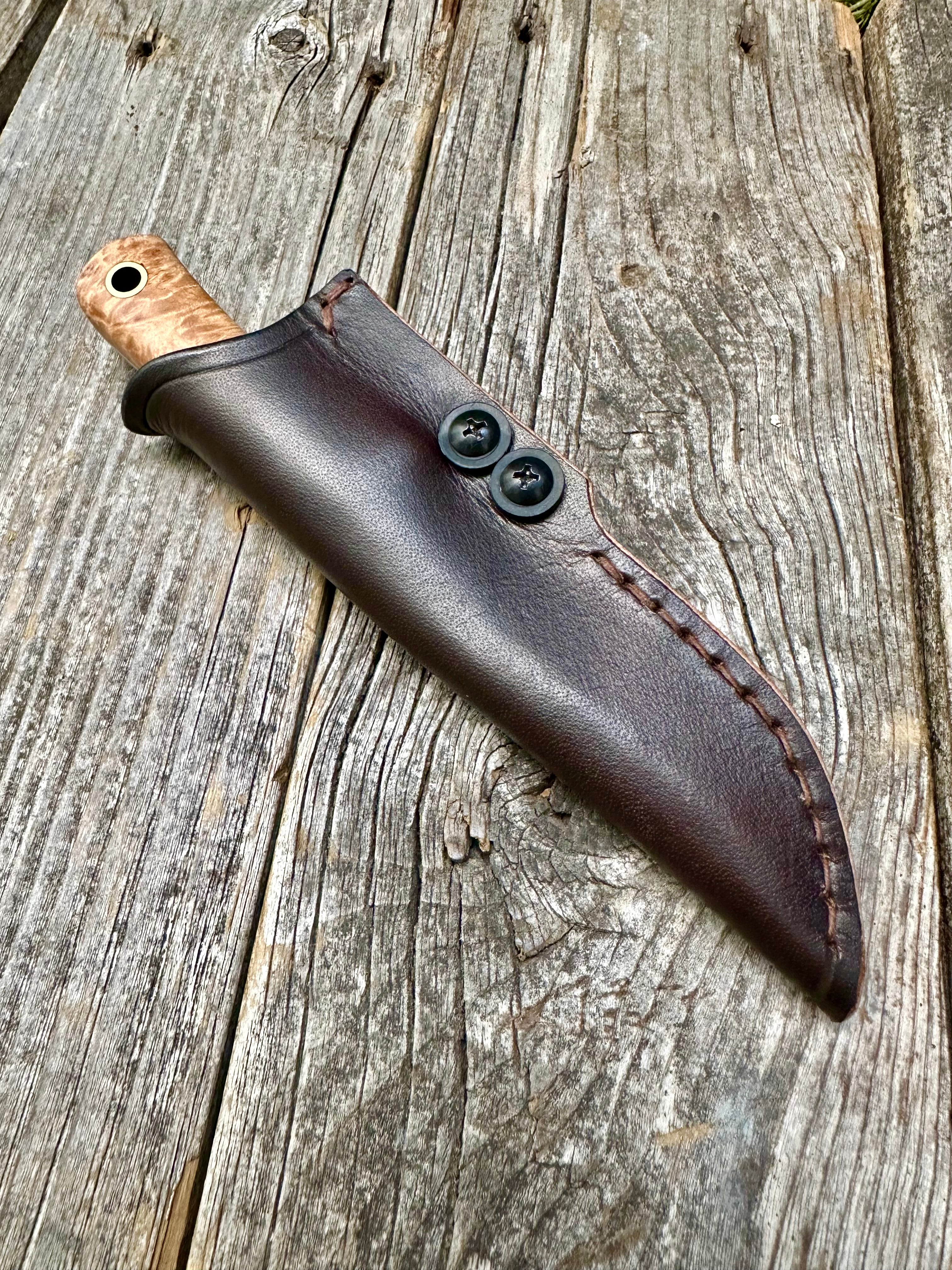 Survival Scout Knife — Maple Burl & Brass
