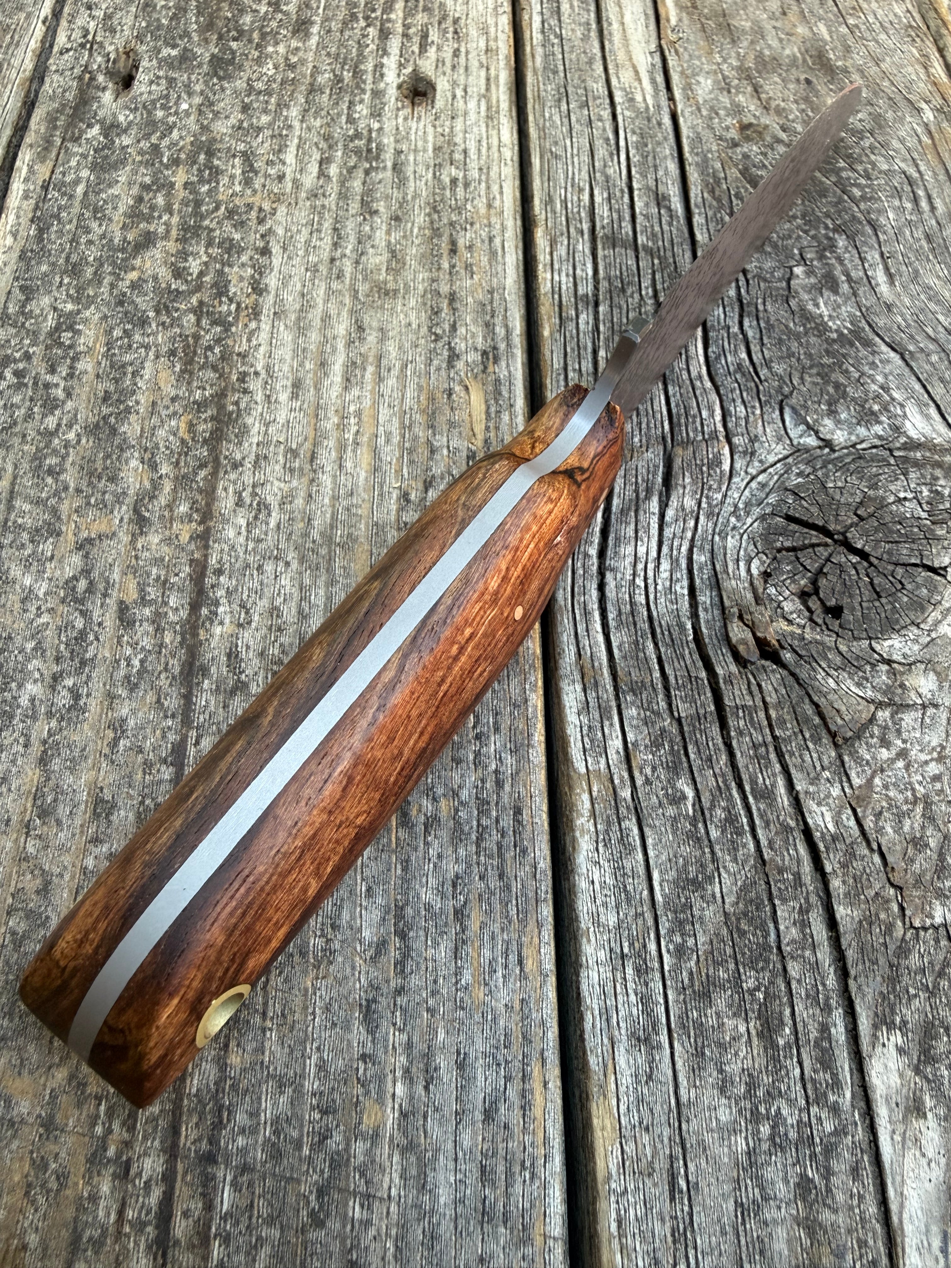 Drop-Point Harvester— Spalted Dark Maple & Brass
