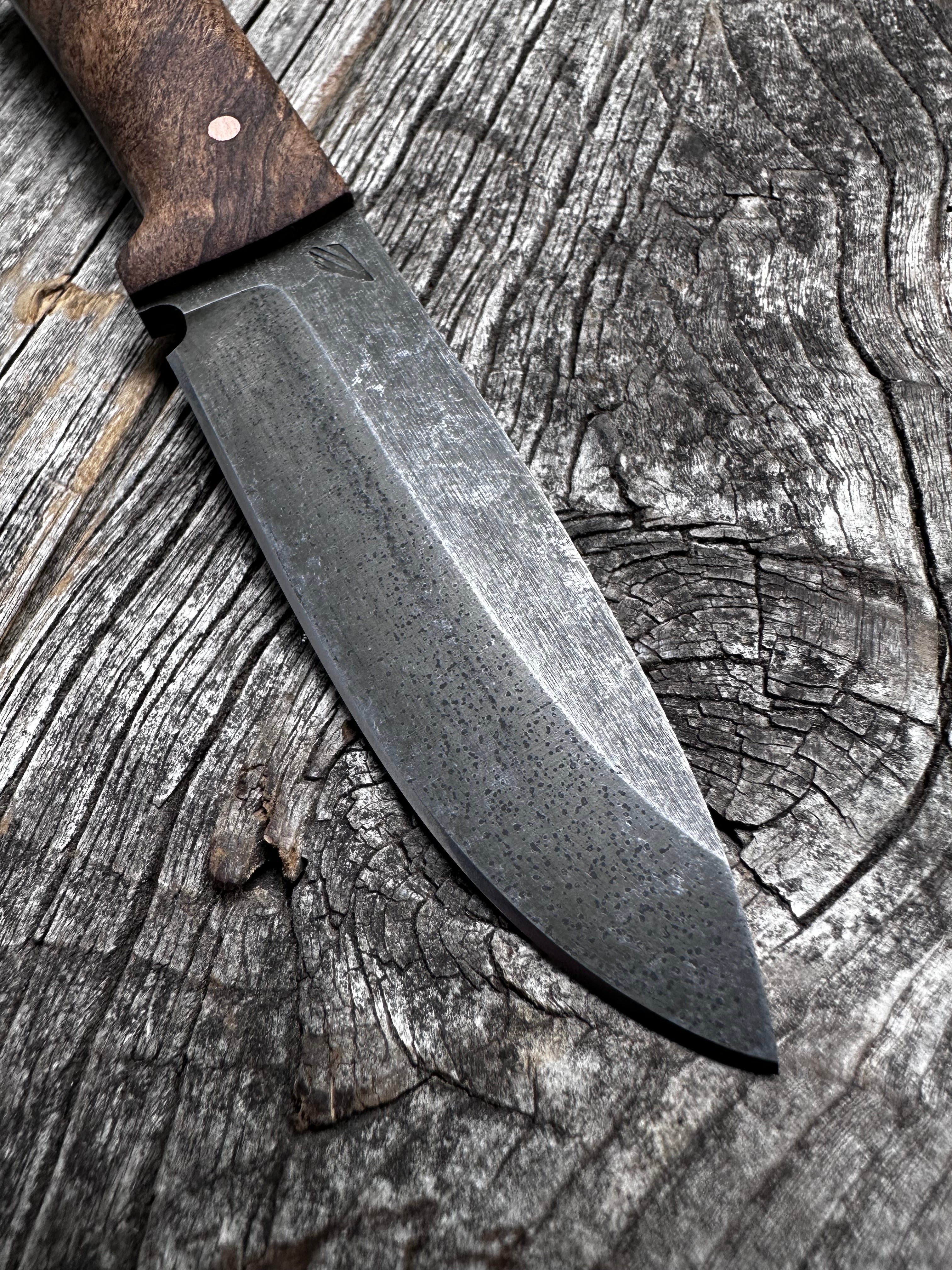 Mountain Scout Knife — Dark Spalted Maple & Copper