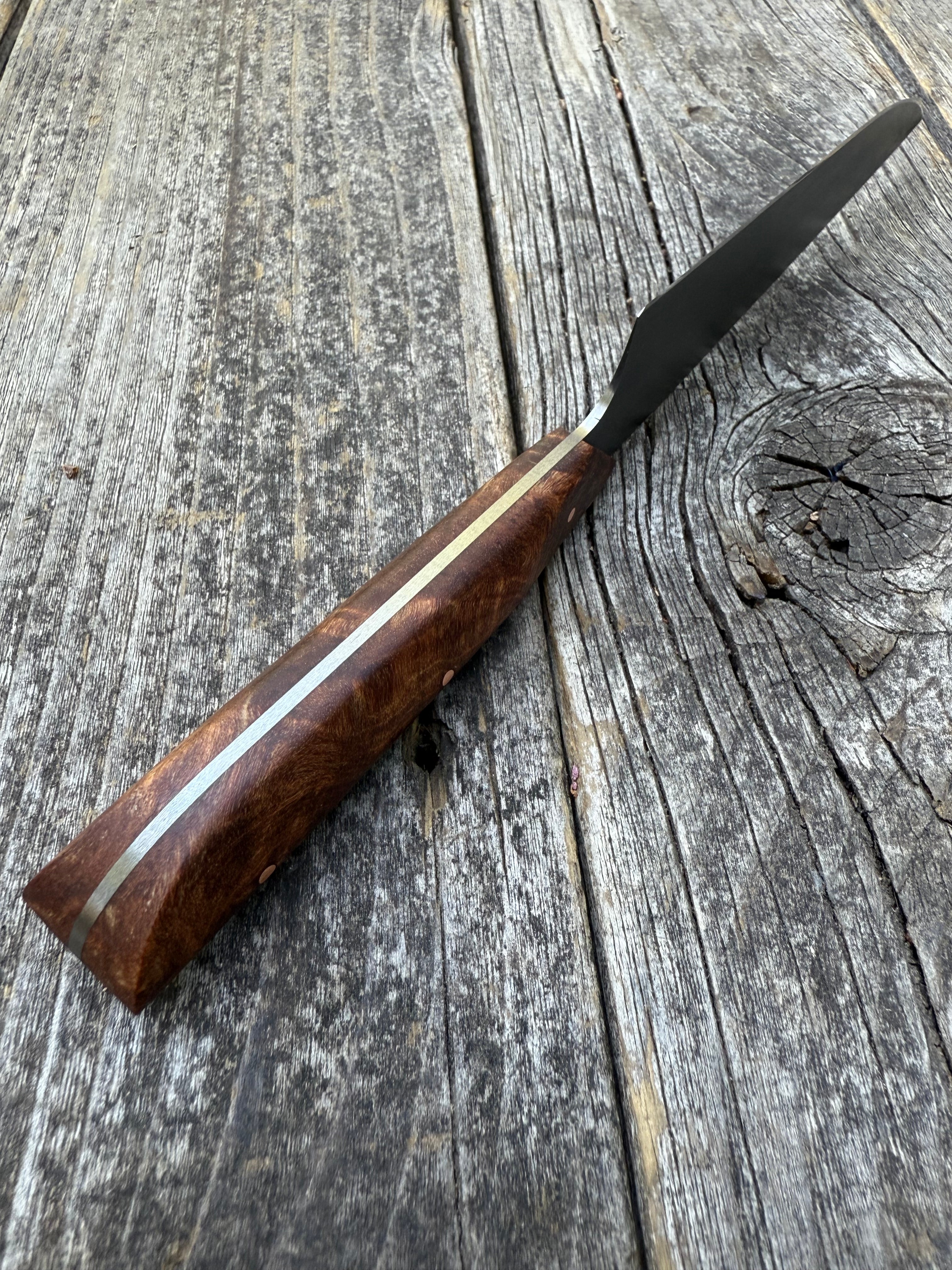 Western Kitchen Petty Knife — Ambrosia Maple Burl & Copper