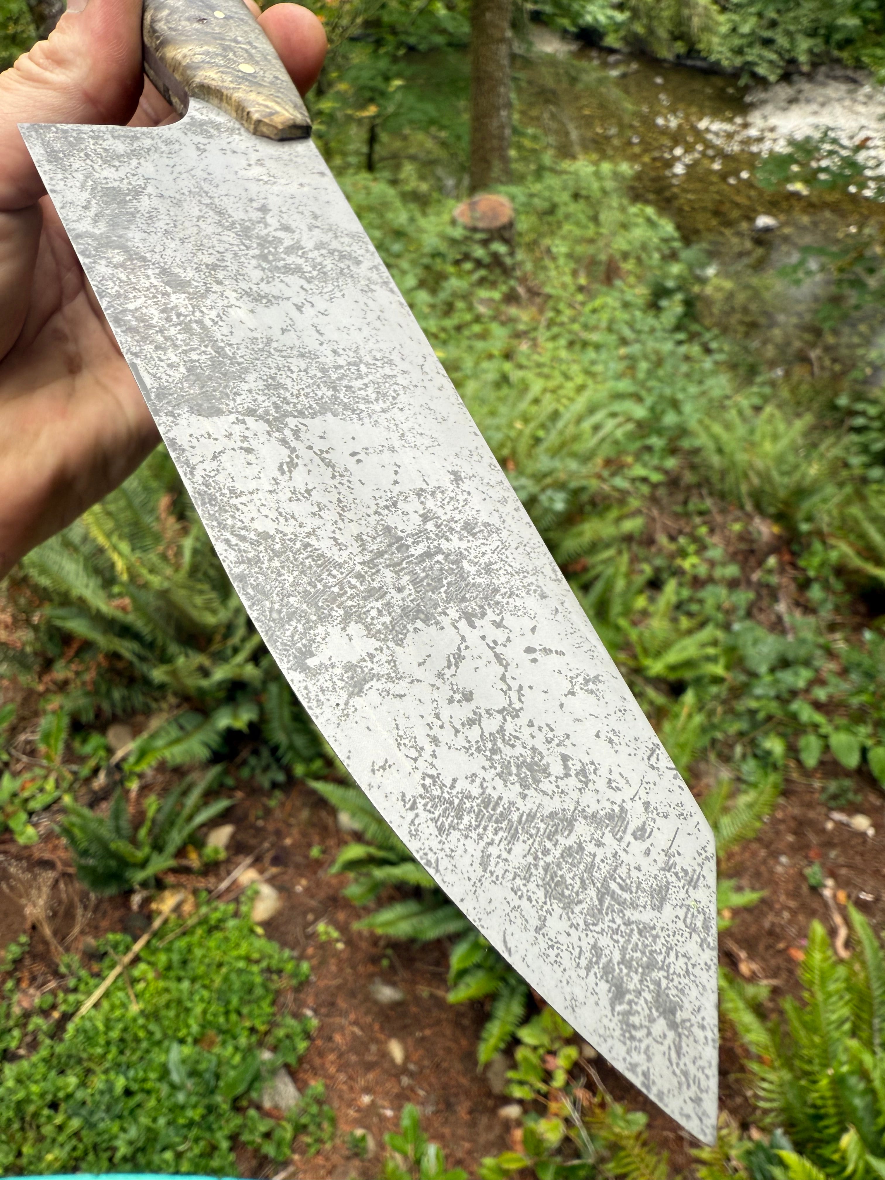 S-Ground Chef’s Knife— Buckeye Burl & Brass