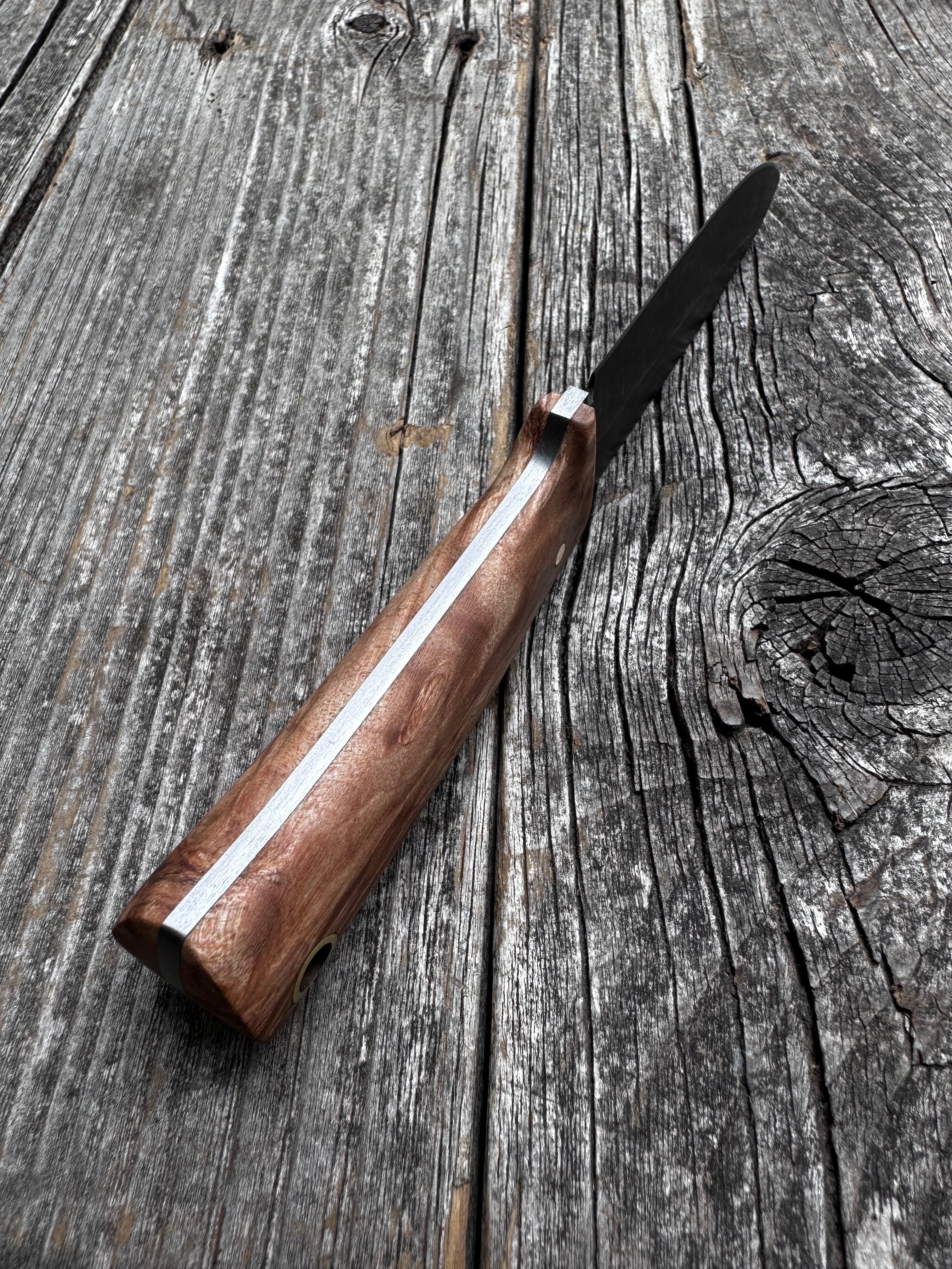 Mountain Scout Knife — Maple Burl & Brass