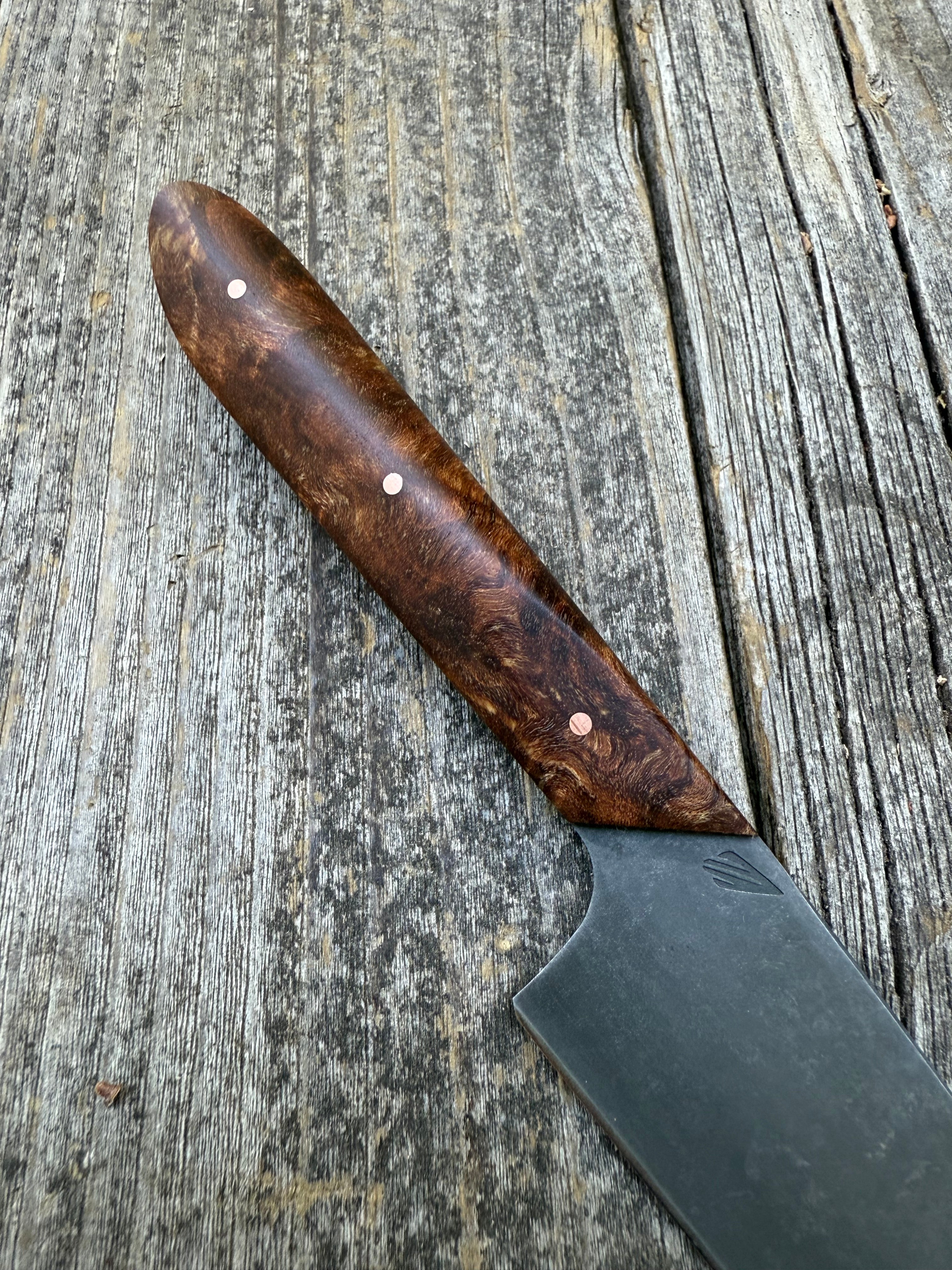 Western Kitchen Petty Knife — Ambrosia Maple Burl & Copper