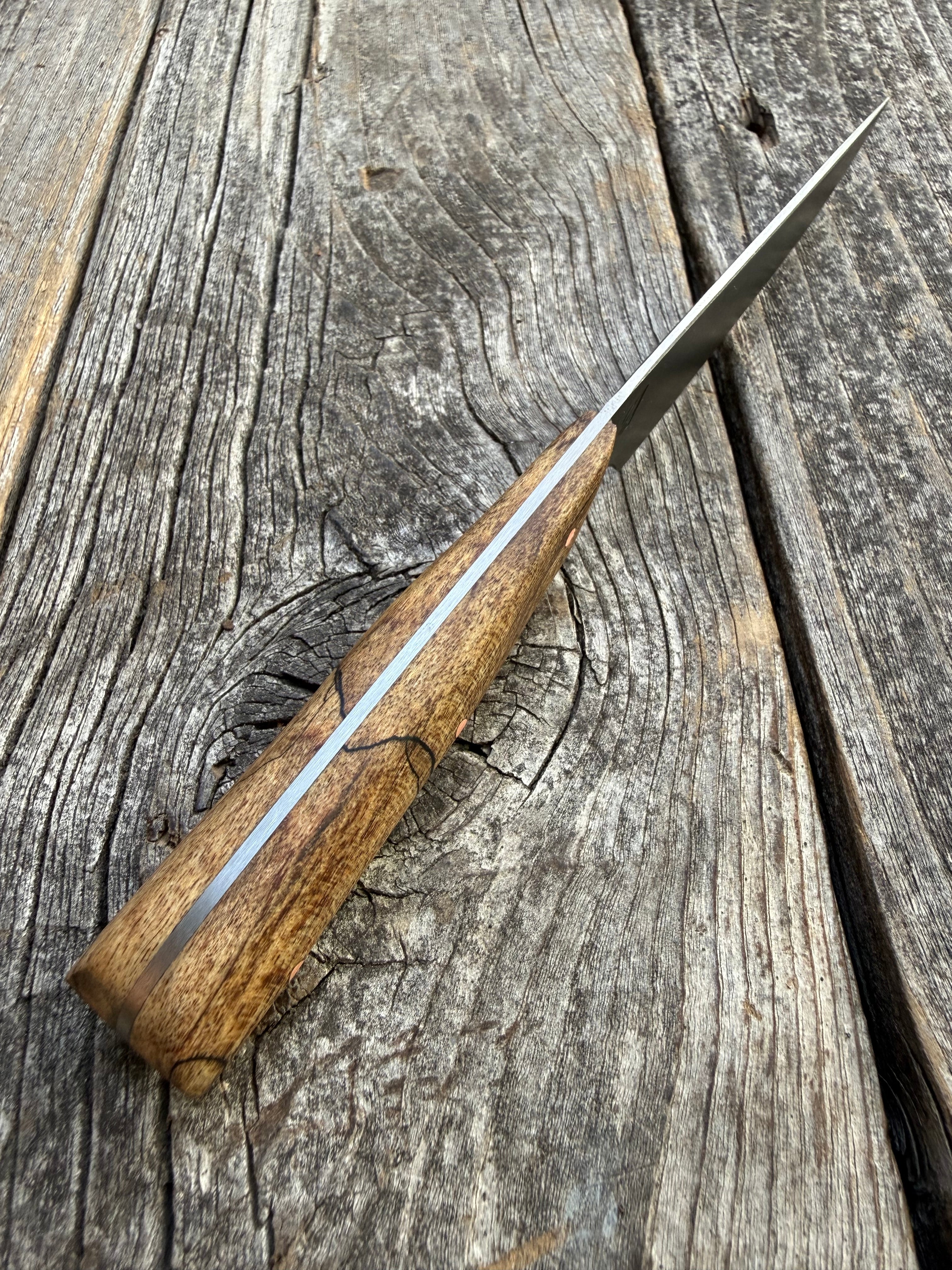 Western Paring Knife 3.75" —  Spalted Maple & Brass