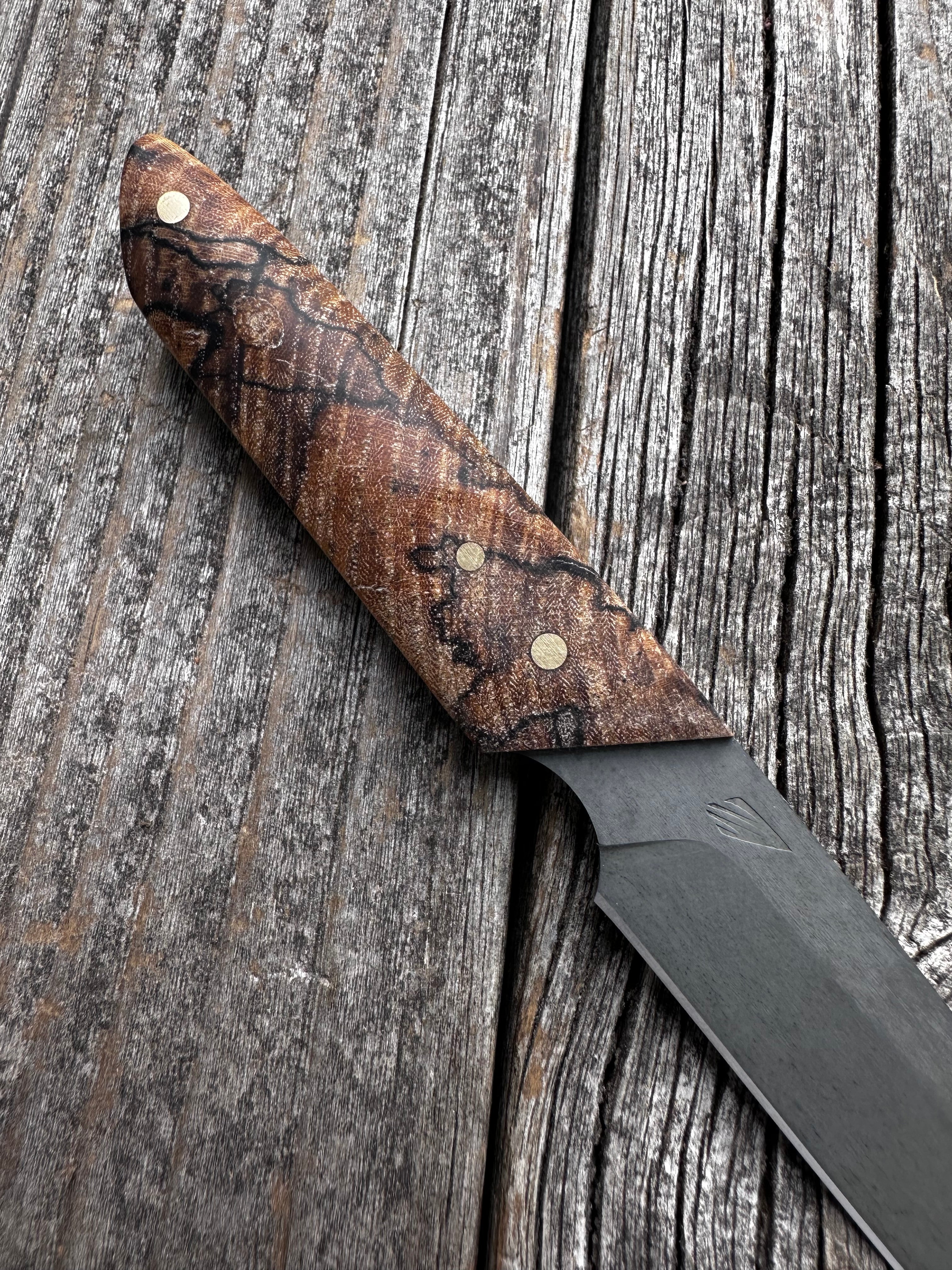 Ocelot Pocket EDC knife — Spalted Maple & Brass