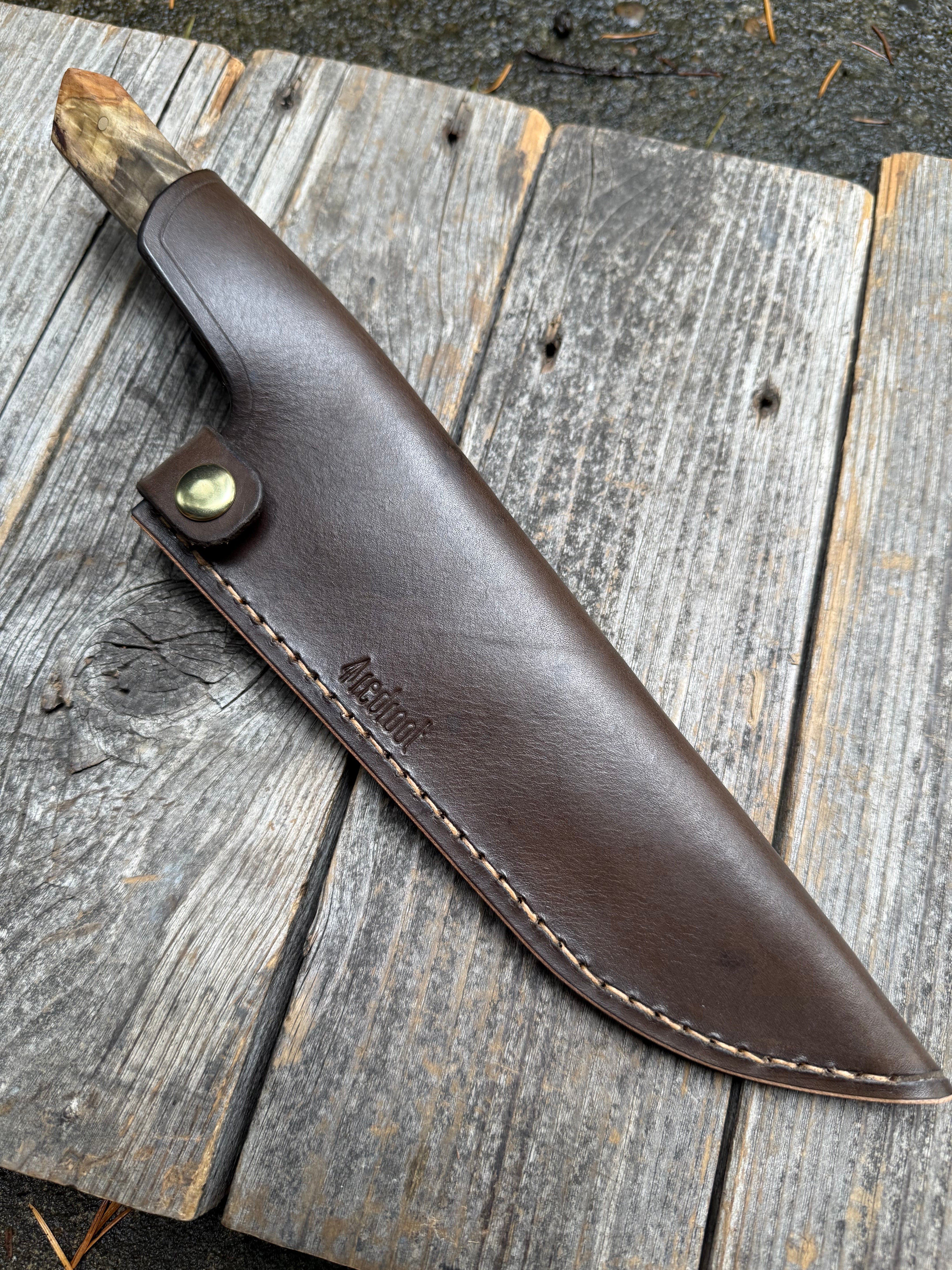 Prototype 8” Chef — Buckeye Burl & Brass