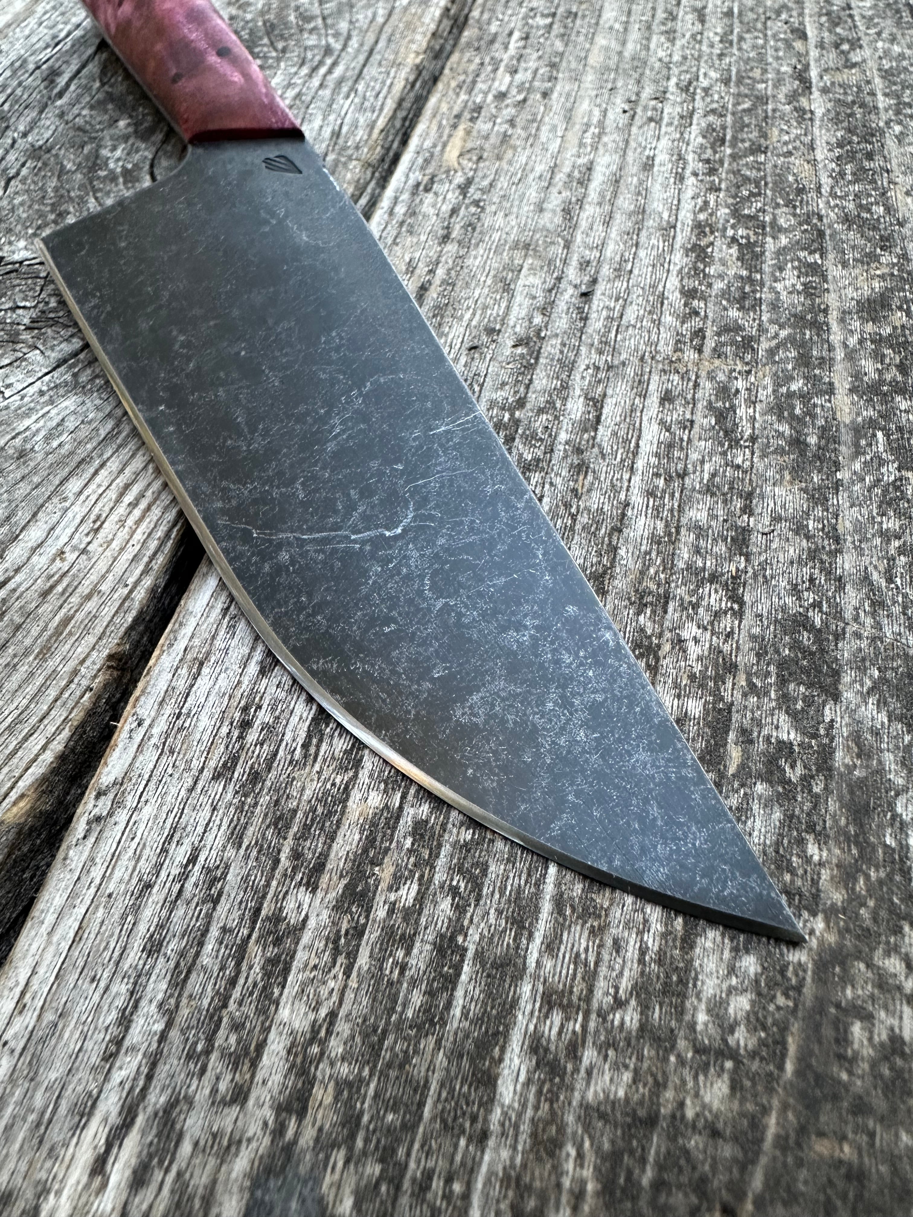 Western Mini-Chef's Knife — Dyed Maple Burl & Linen