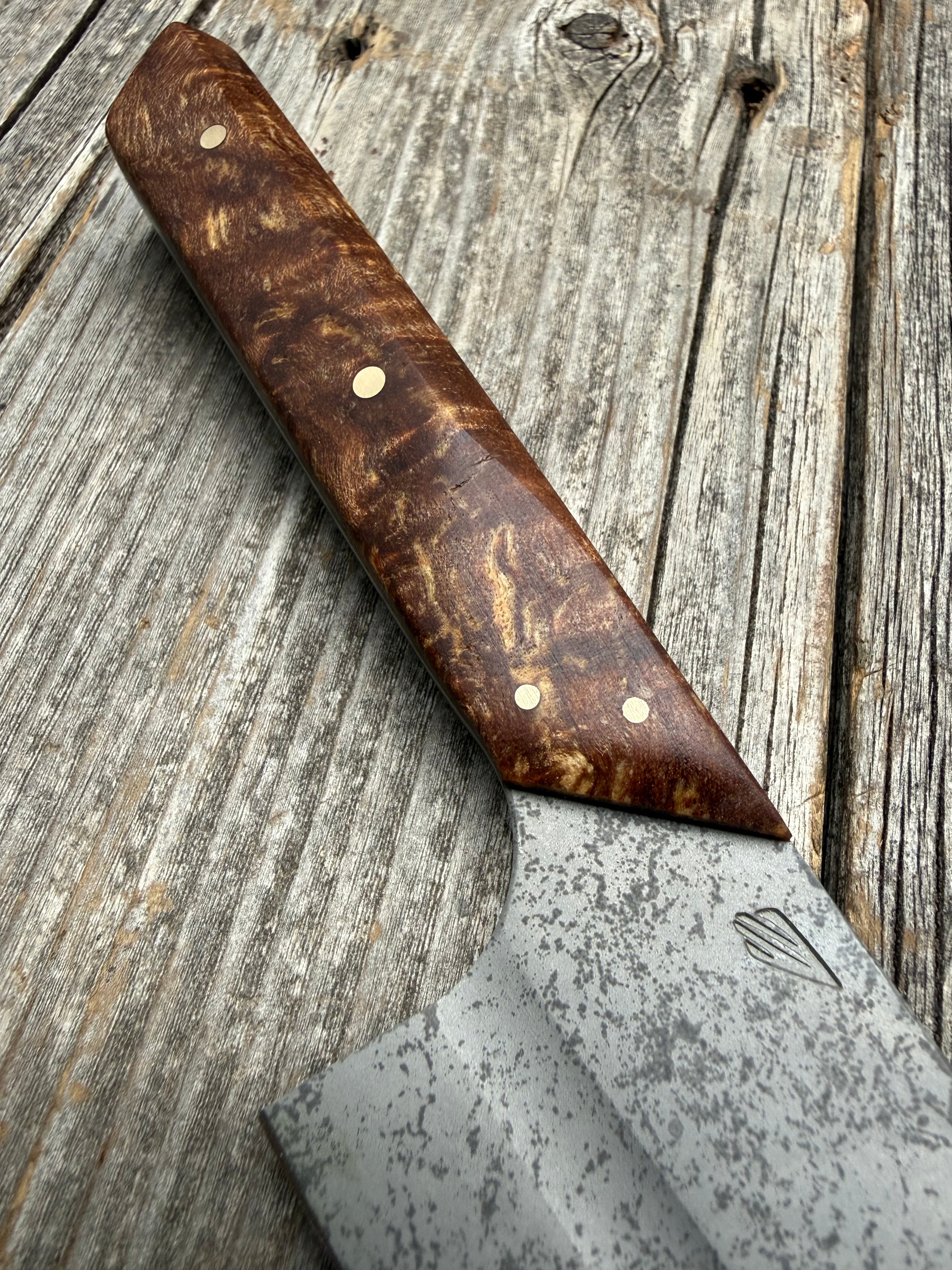 Prototype 6” Mini-Chef — Ambrosia Maple Burl & Brass