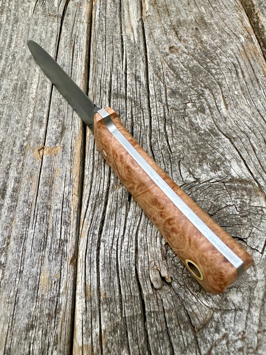 Survival Scout Knife — Maple Burl & Brass