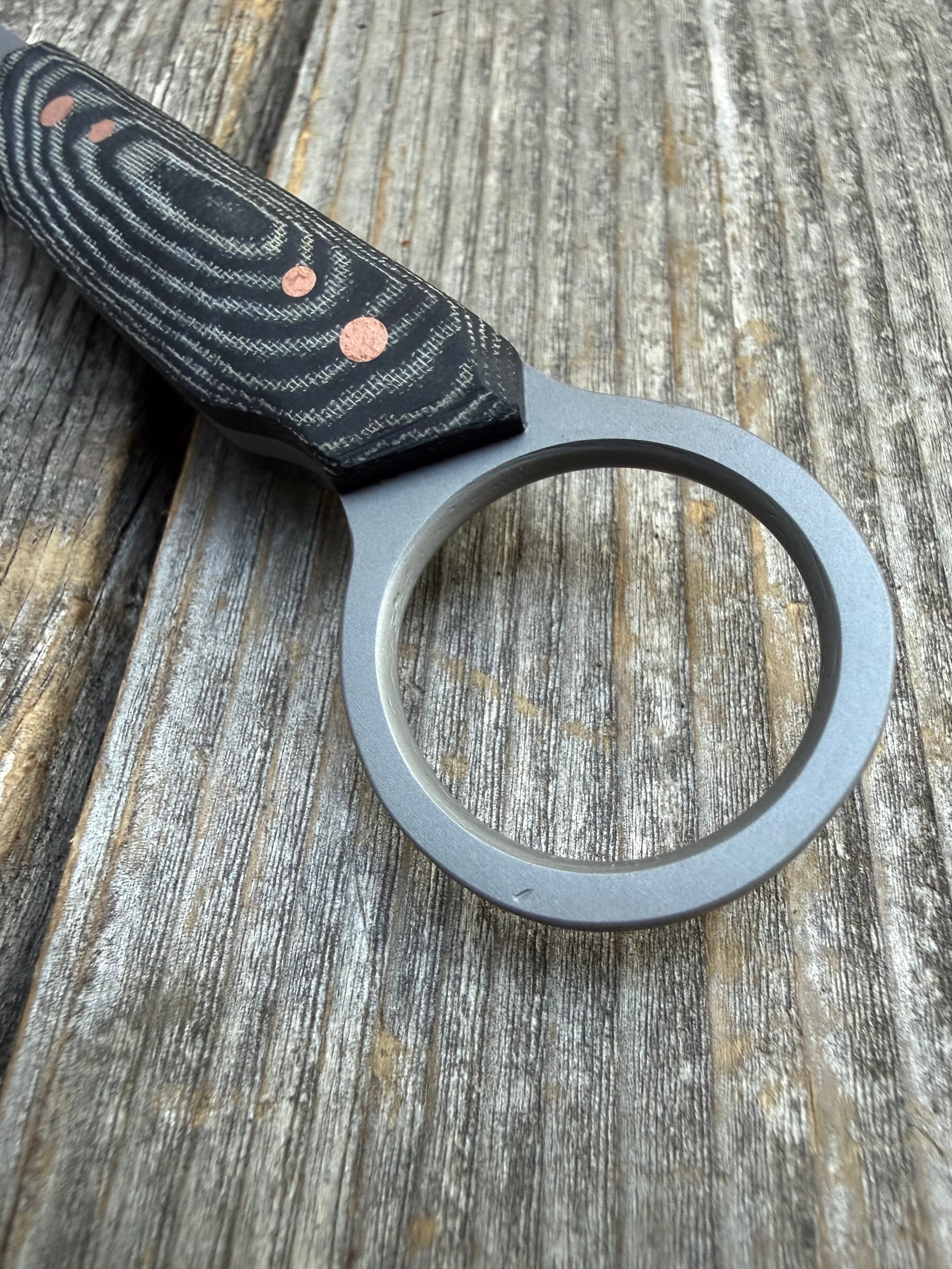 Finger-Loop Quille Pocket-EDC knife — Linen Micarta & copper
