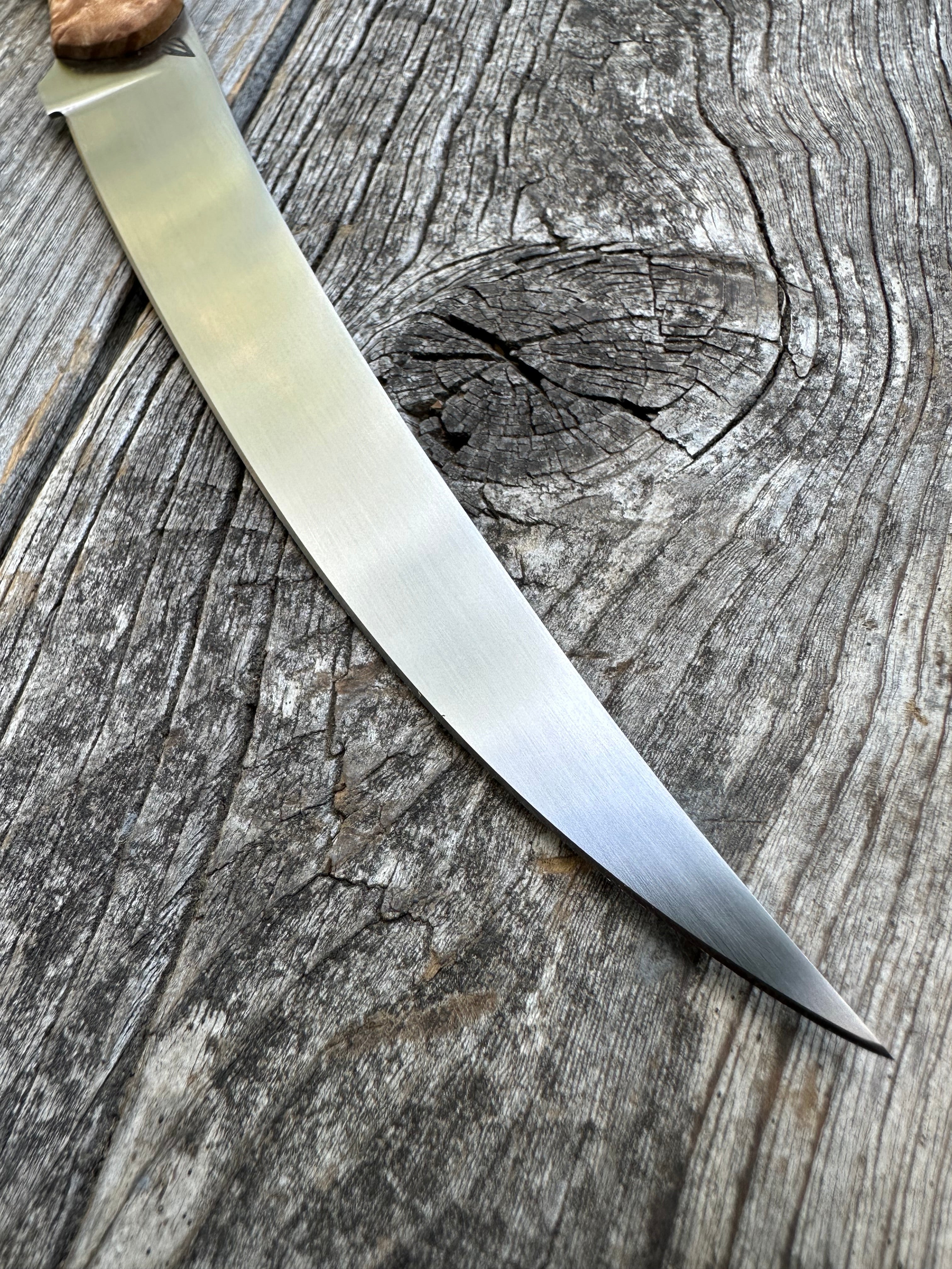 Mattei’s Boning/Fillet knife 6" — (Full Flex) Maple Burl & Copper