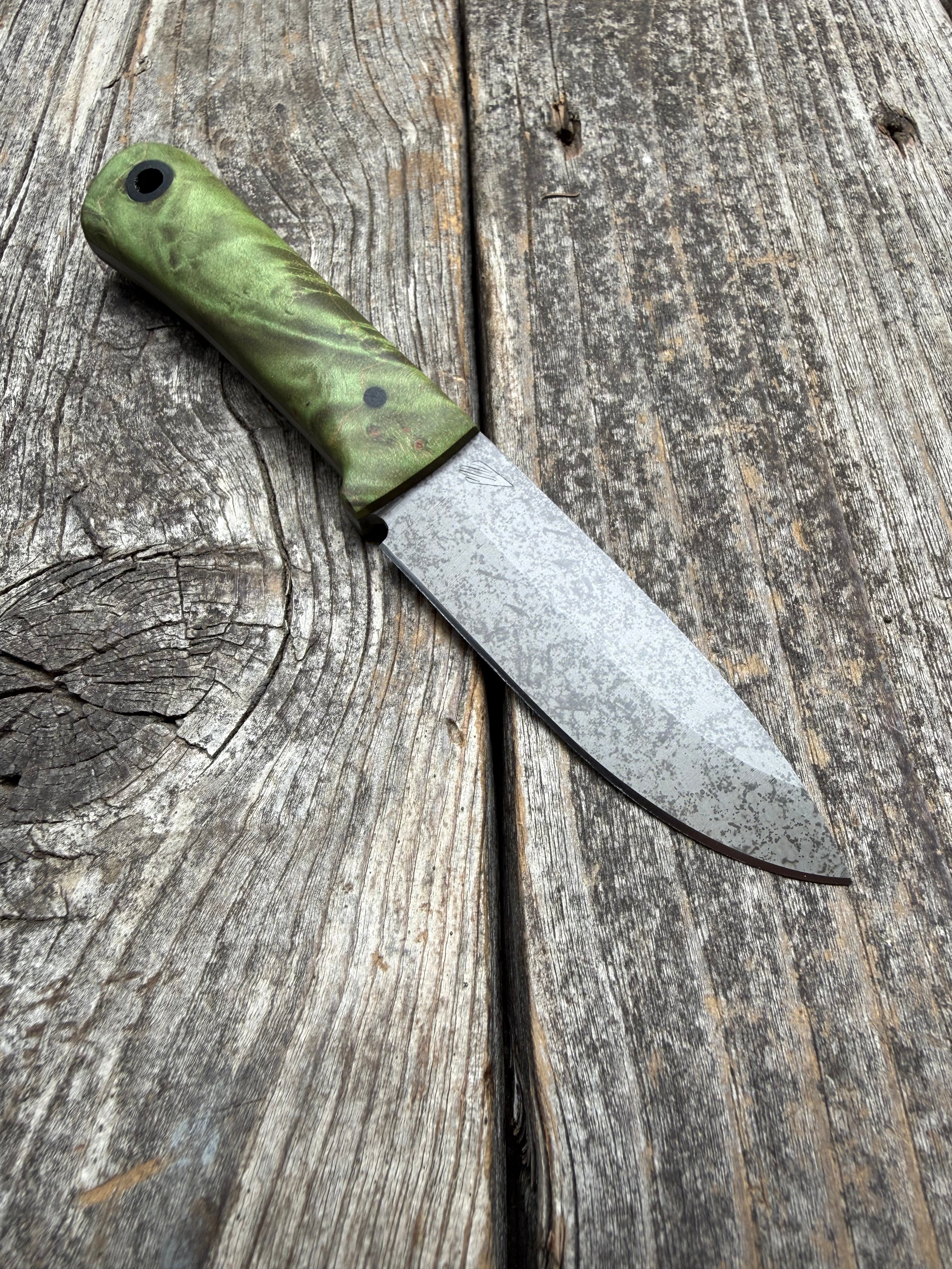 Survival Scout Knife — Maple Burl & Linen