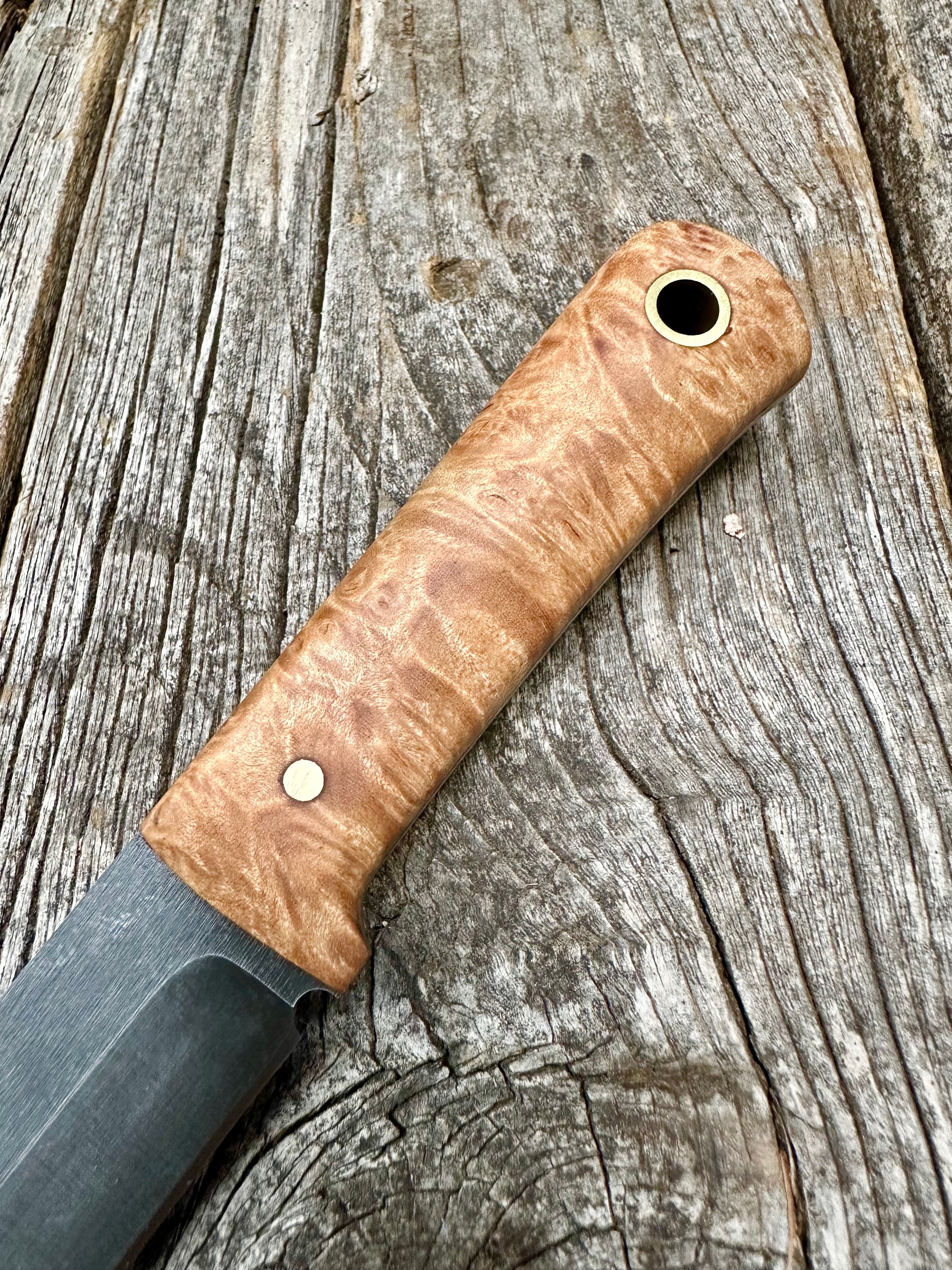 Survival Scout Knife — Maple Burl & Brass