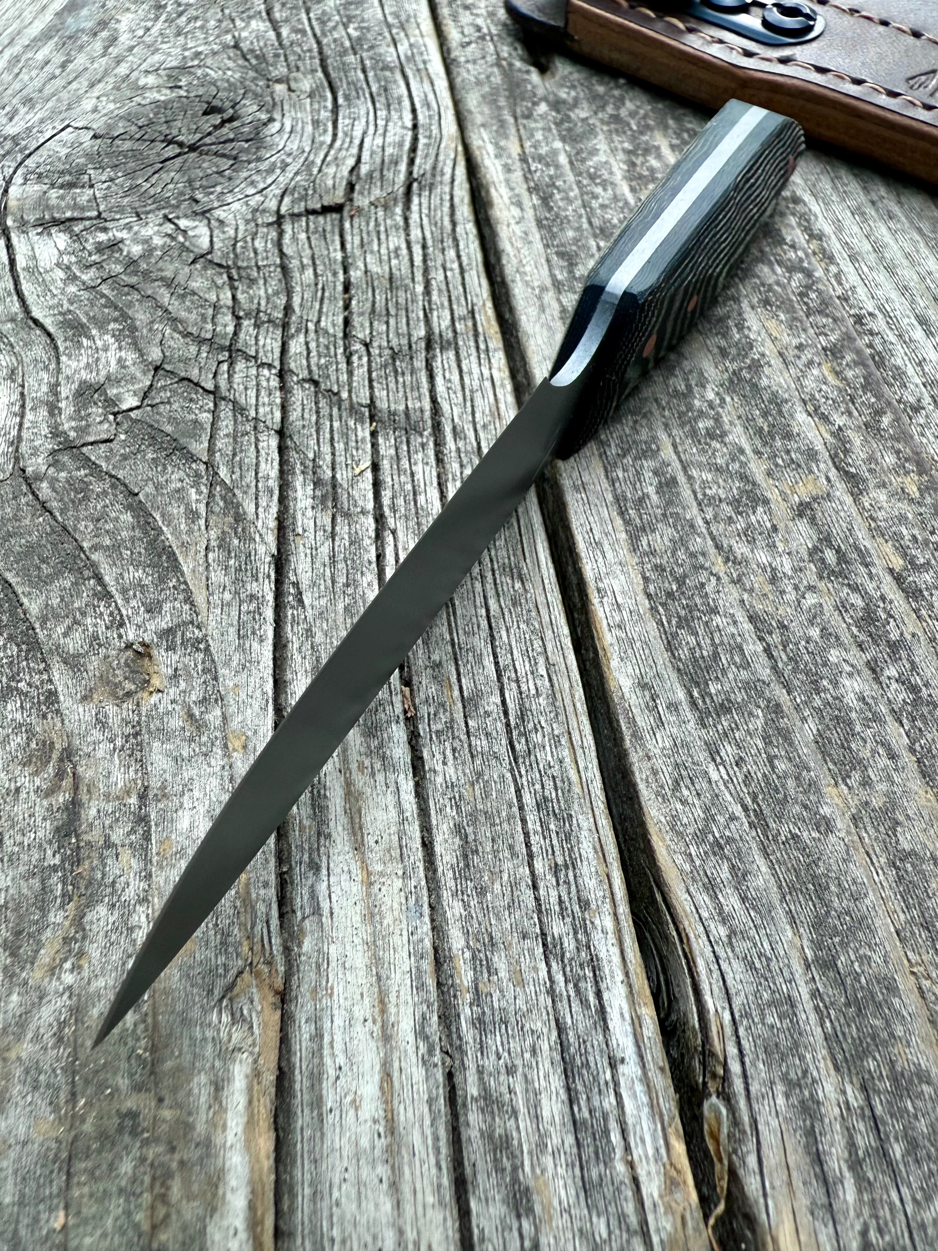 Ocelot Pocket EDC knife — Linen Micarta & copper