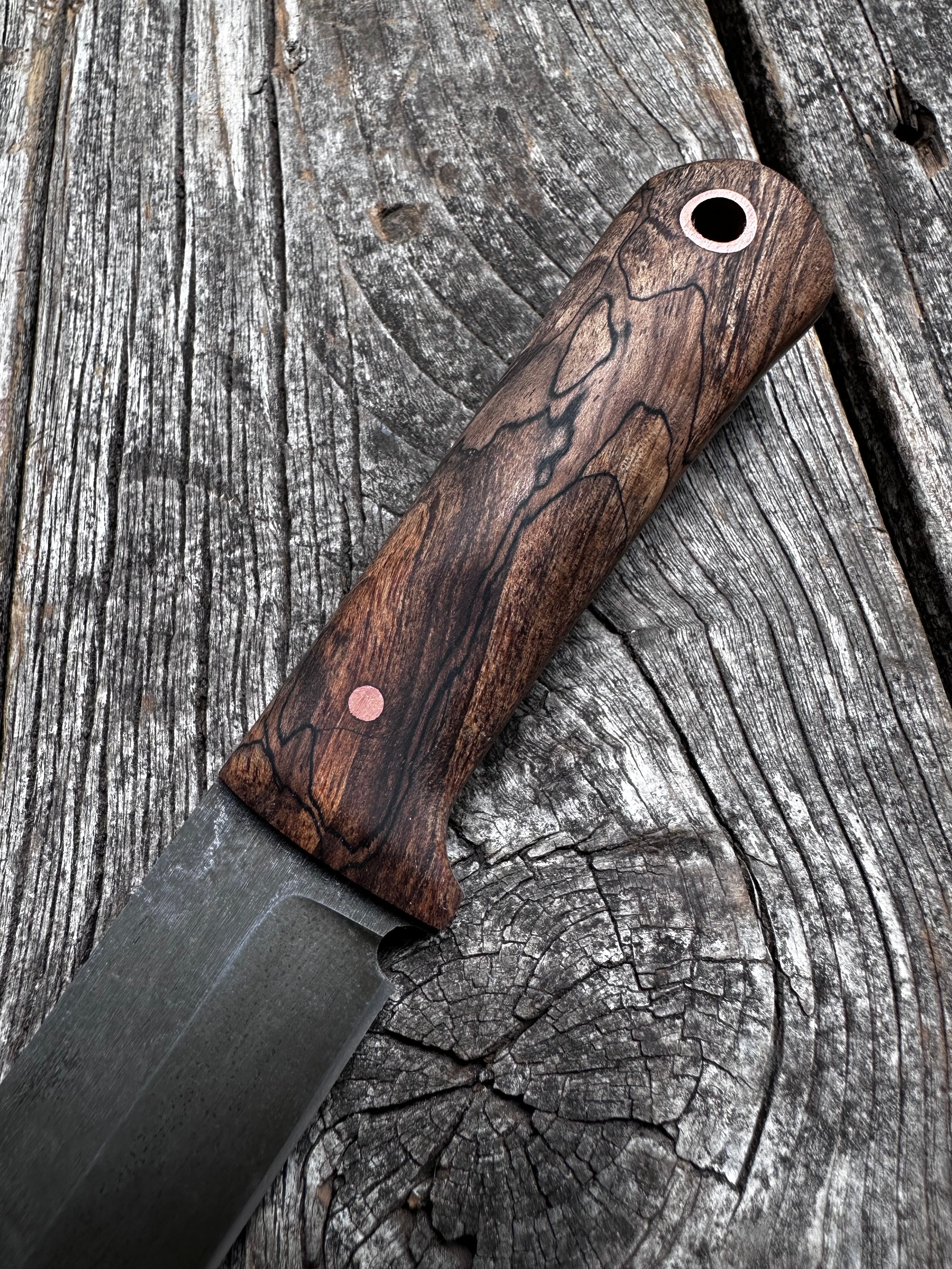 Mountain Scout Knife — Dark Spalted Maple & Copper