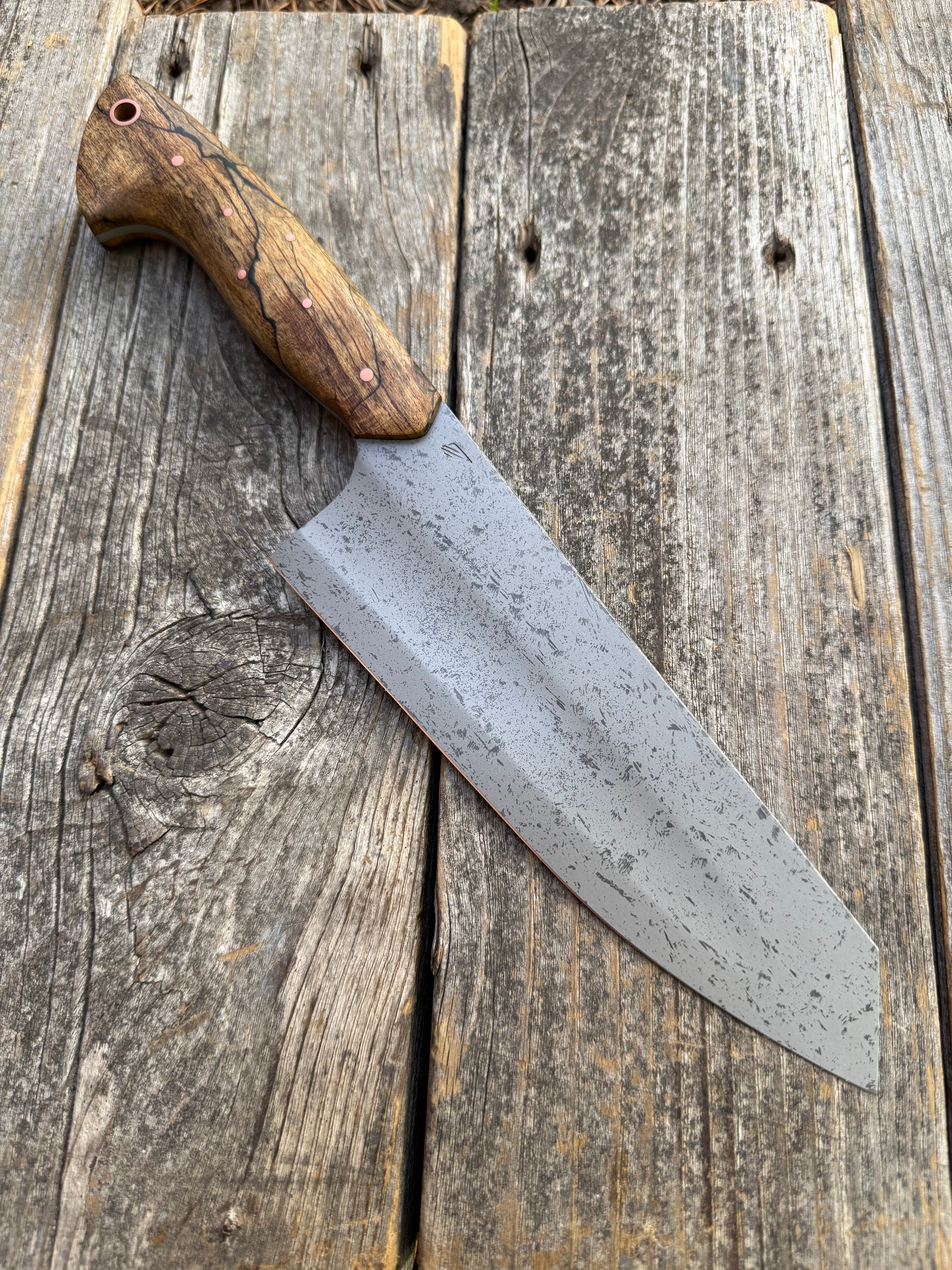 S-Ground Chef’s Knife 7”— Spalted Maple & Copper