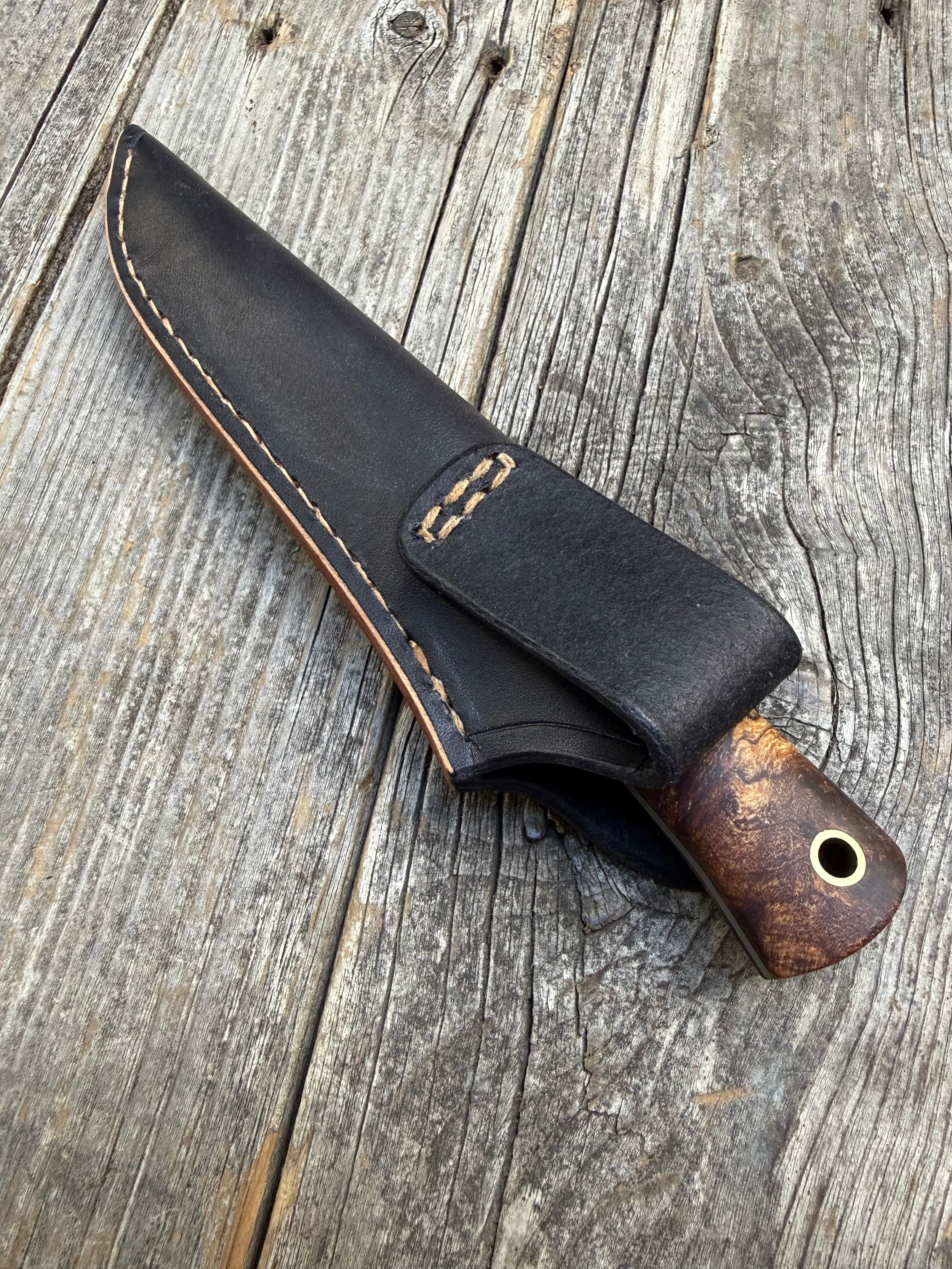 Long Scout Knife— Ambrosia Maple & Brass