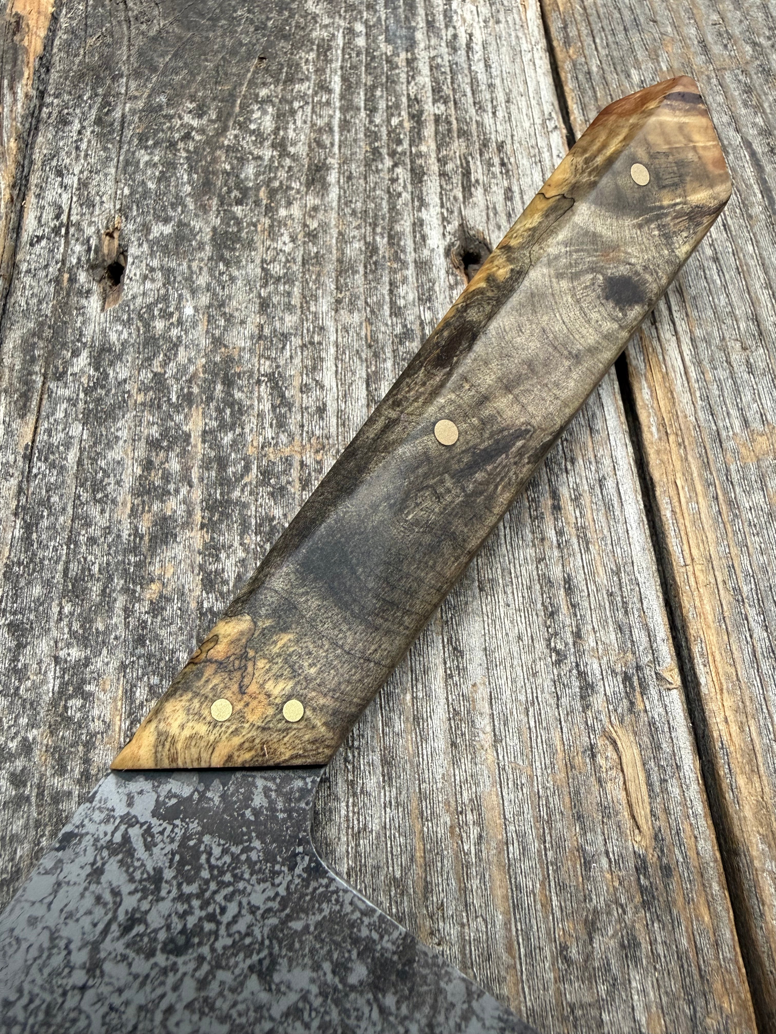 Prototype 8” Chef — Buckeye Burl & Brass