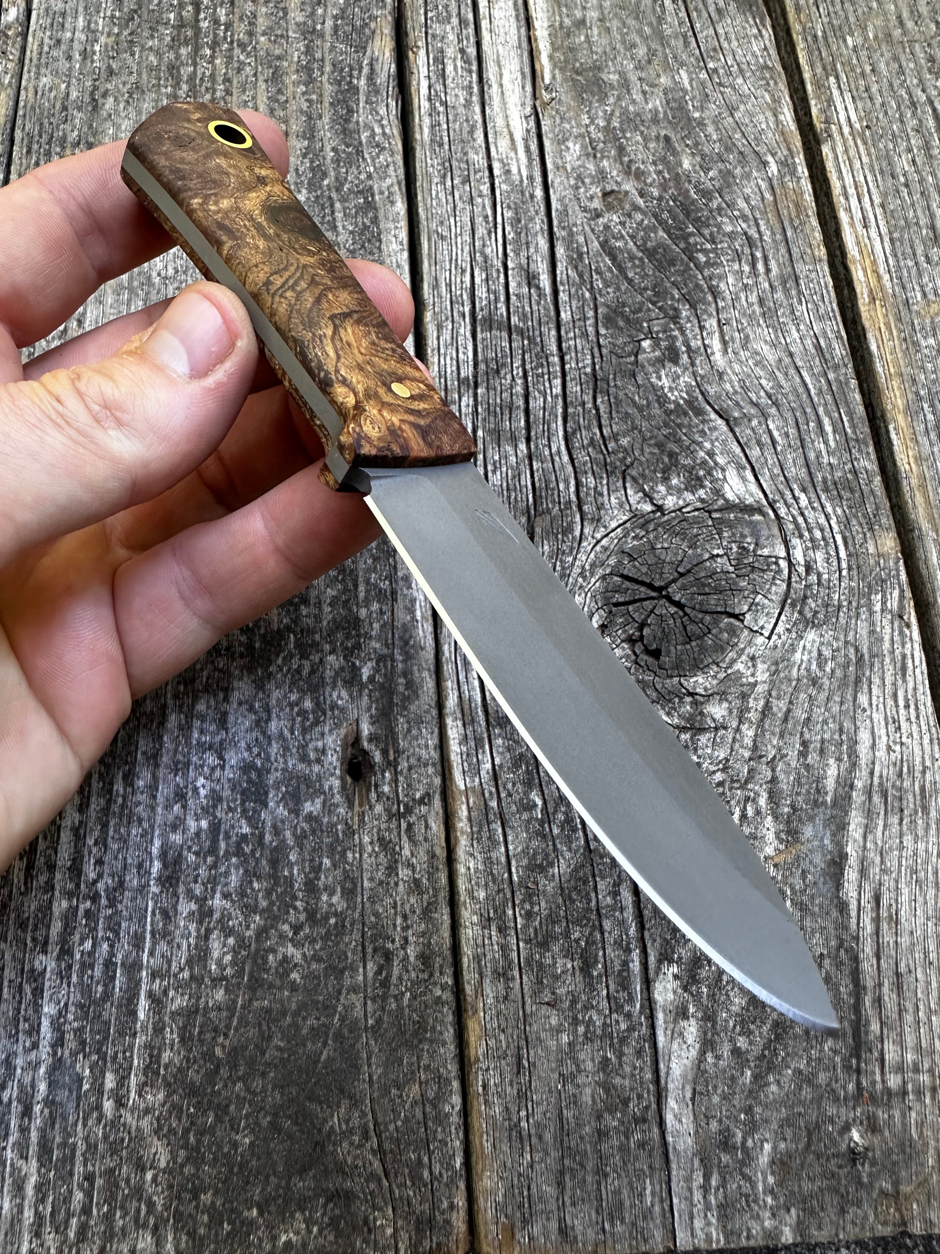 Mountain Scout Knife — Spalted Maple & Brass