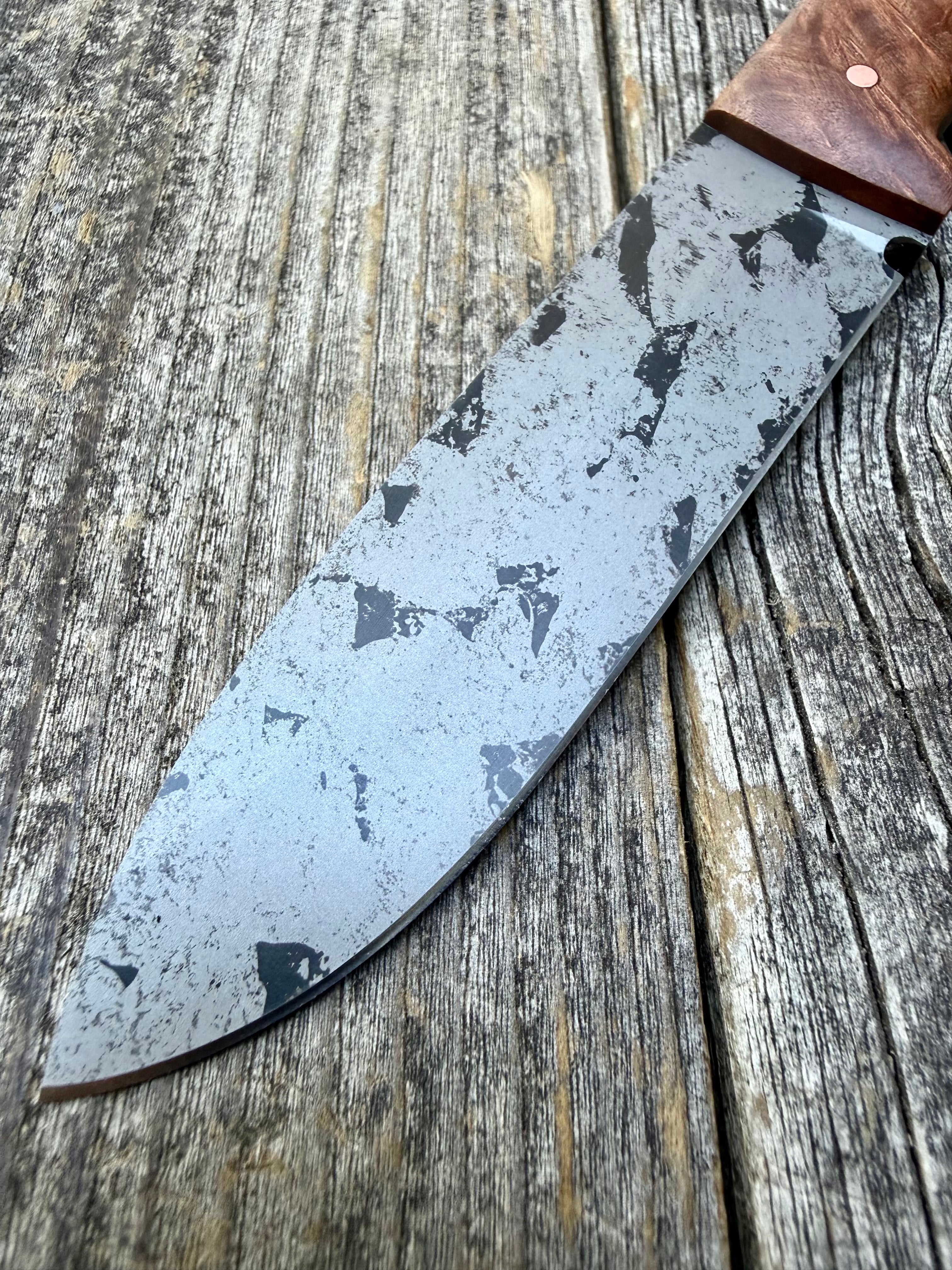 Long Scout Knife — Redwood Burl & Copper