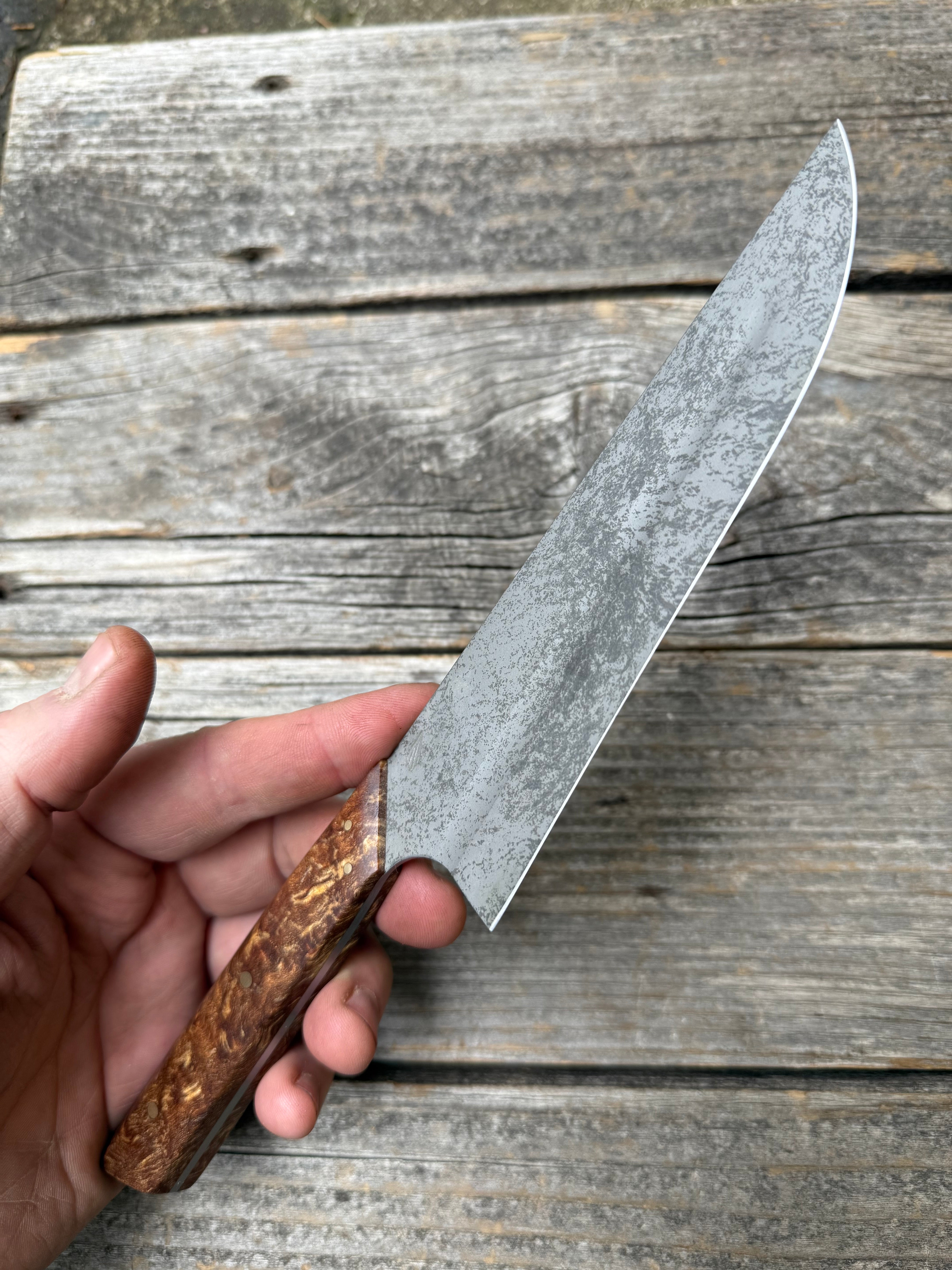 Prototype 6” Mini-Chef — Ambrosia Maple Burl & Brass