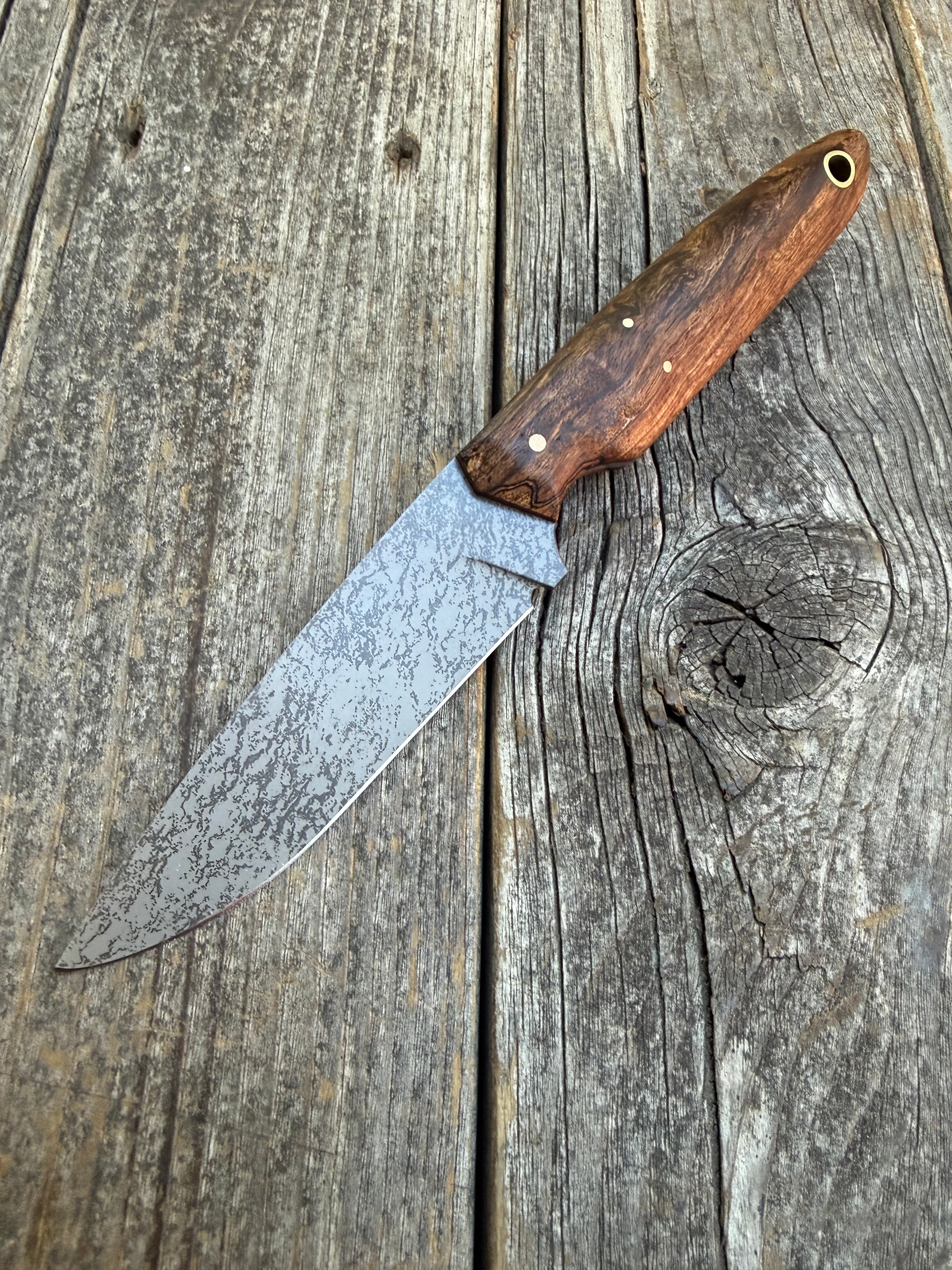 Drop-Point Harvester— Spalted Dark Maple & Brass