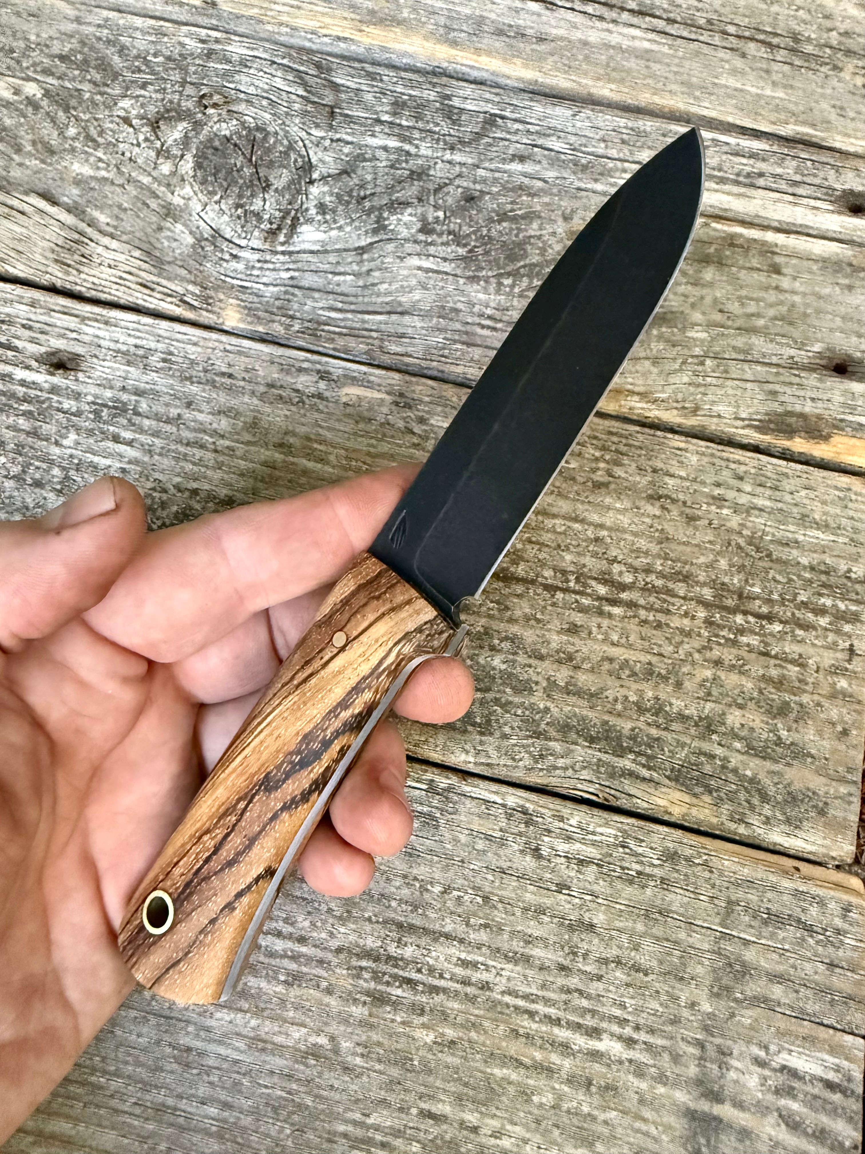 Long Scout Knife— Zebrawood & Brass