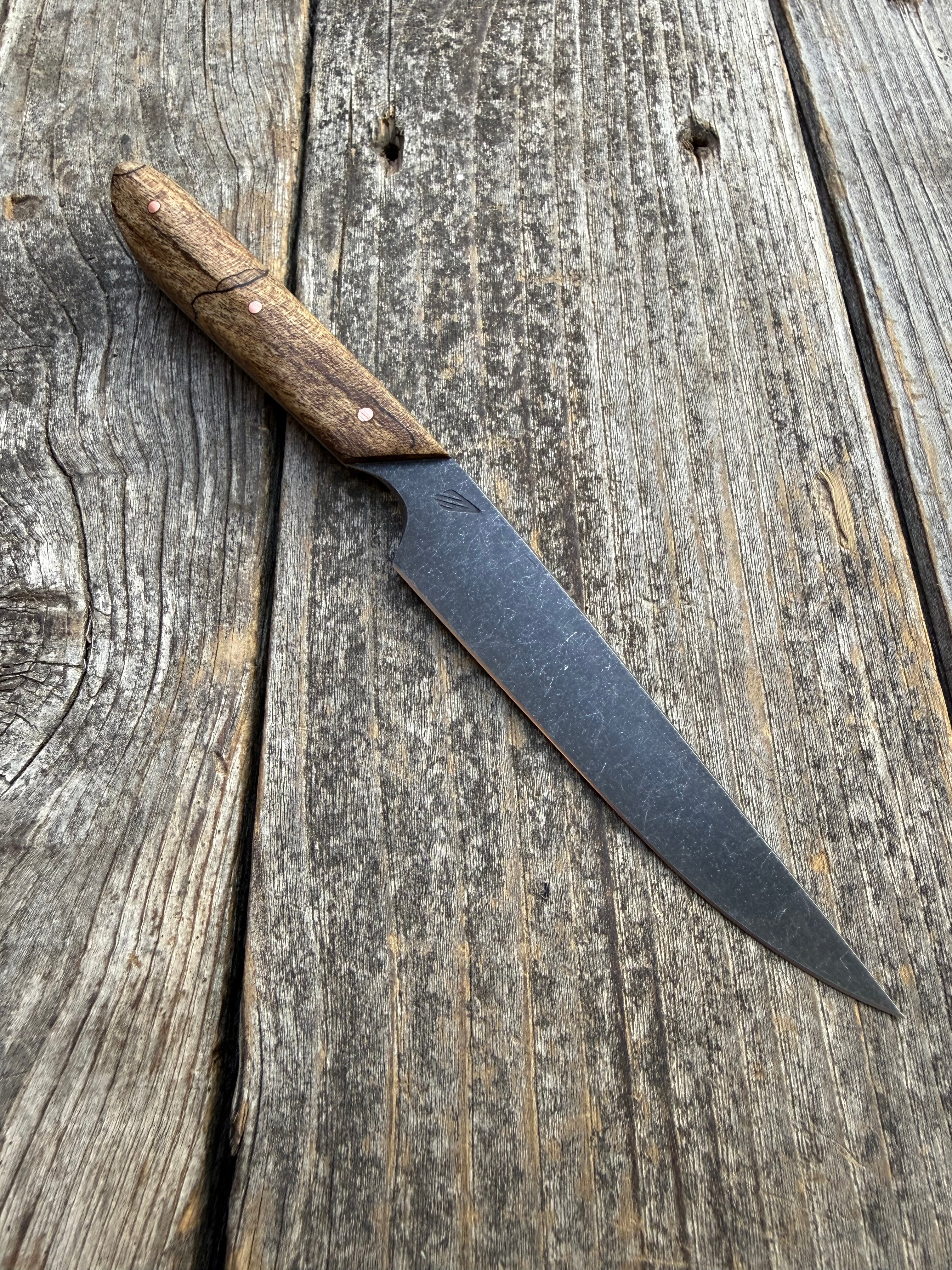 Western Paring Knife 3.75" —  Spalted Maple & Brass