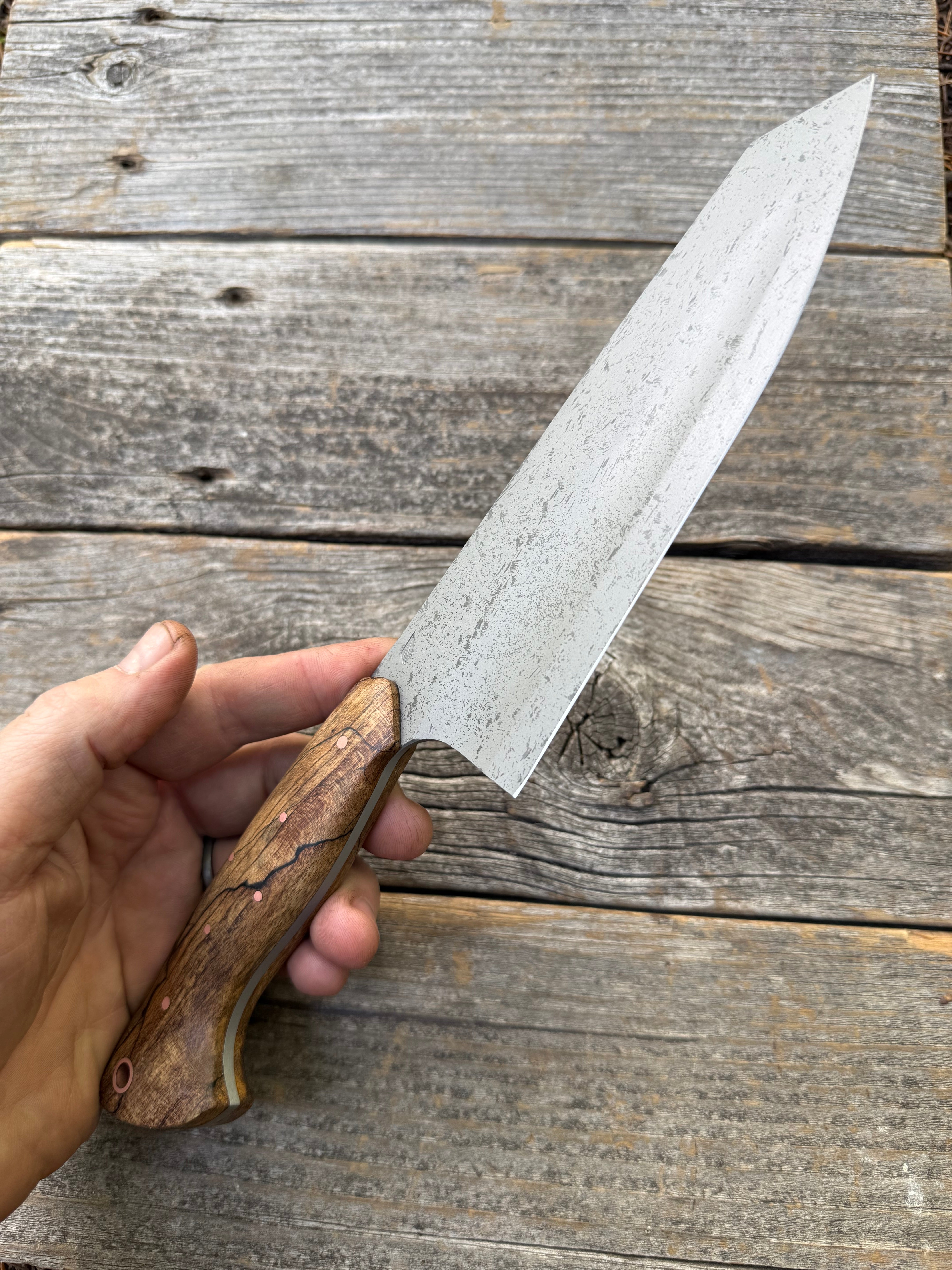 S-Ground Chef’s Knife 7”— Spalted Maple & Copper