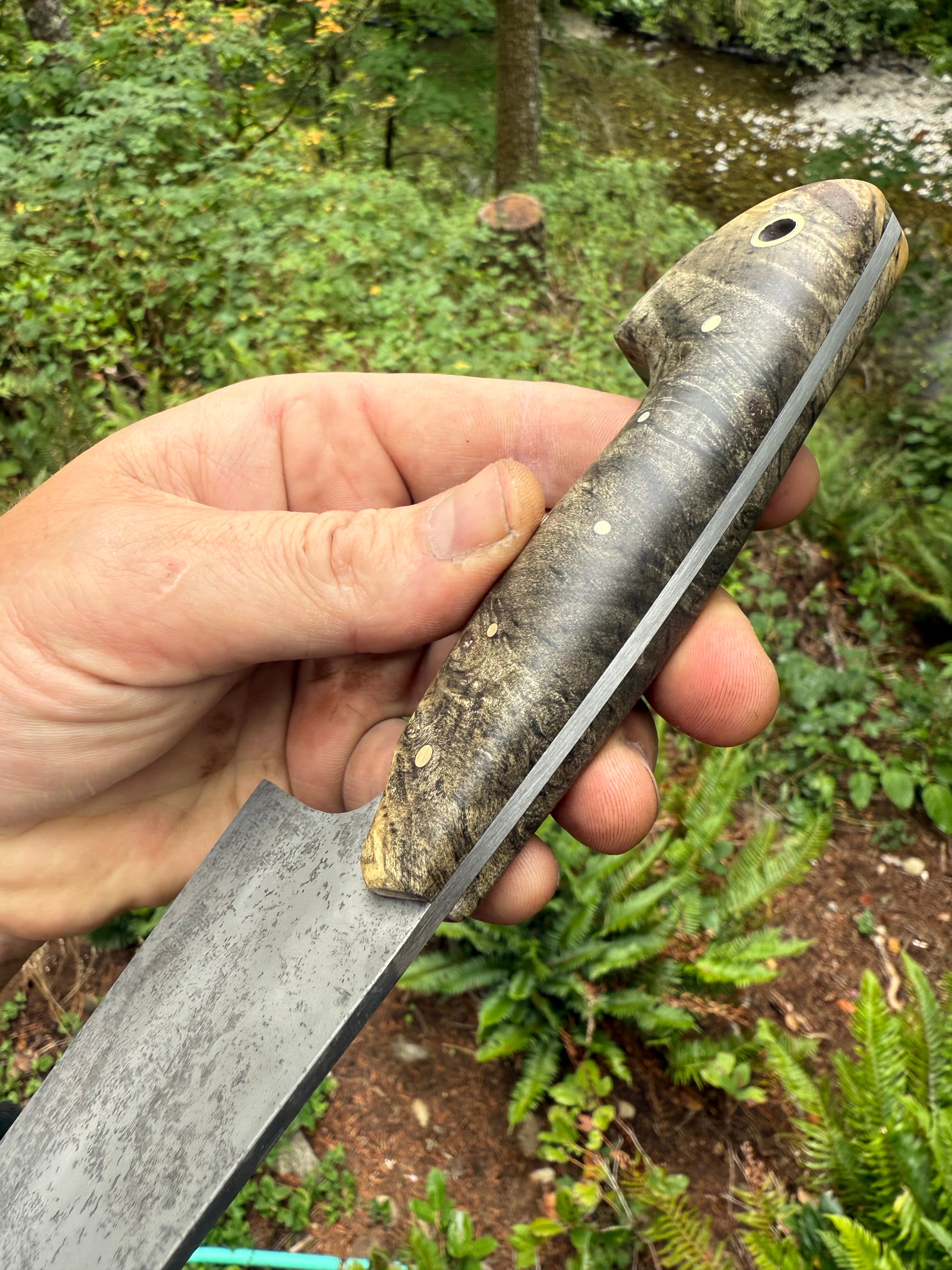 S-Ground Chef’s Knife— Buckeye Burl & Brass