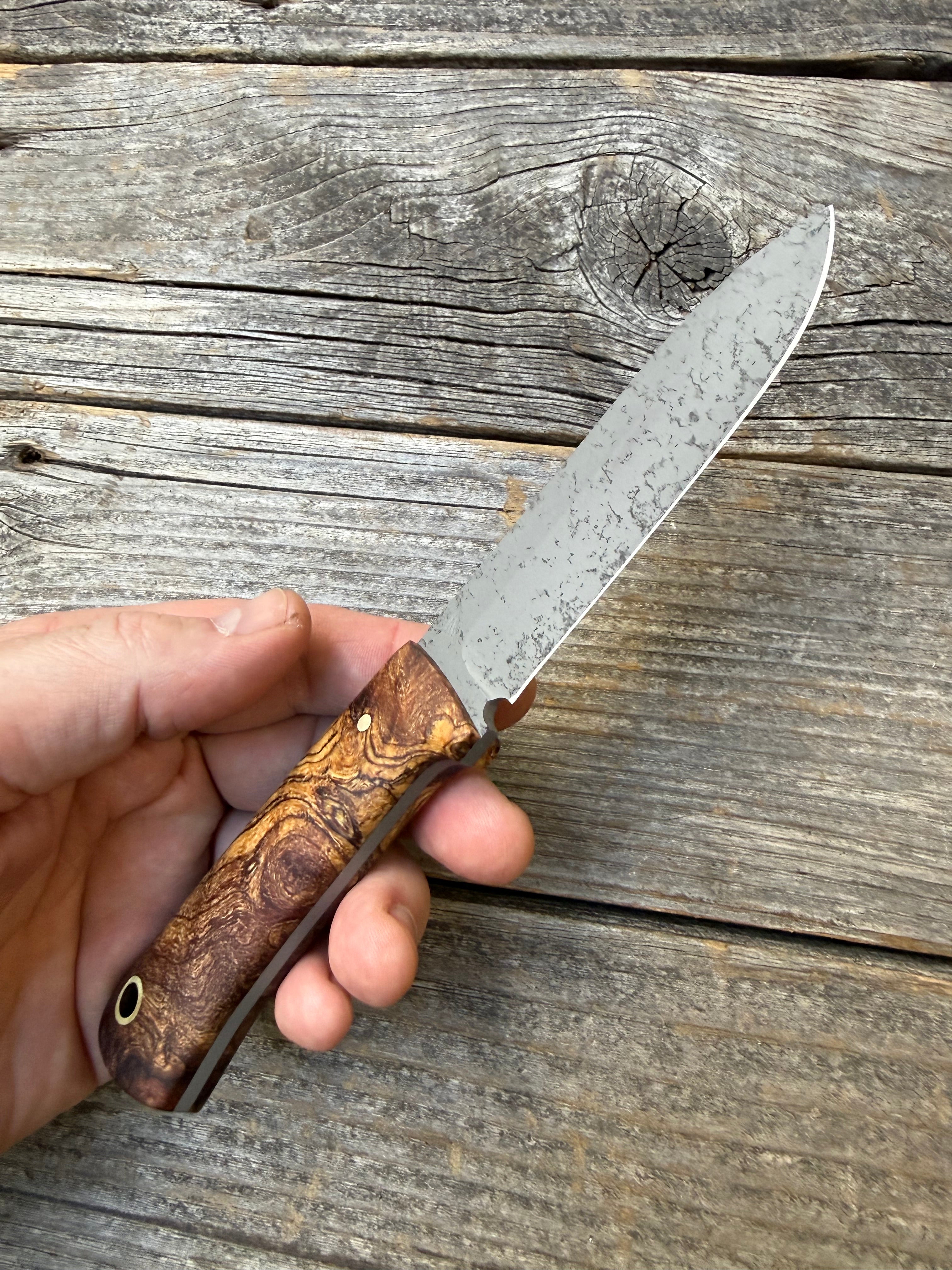 Long Scout Knife— Ambrosia Maple & Brass