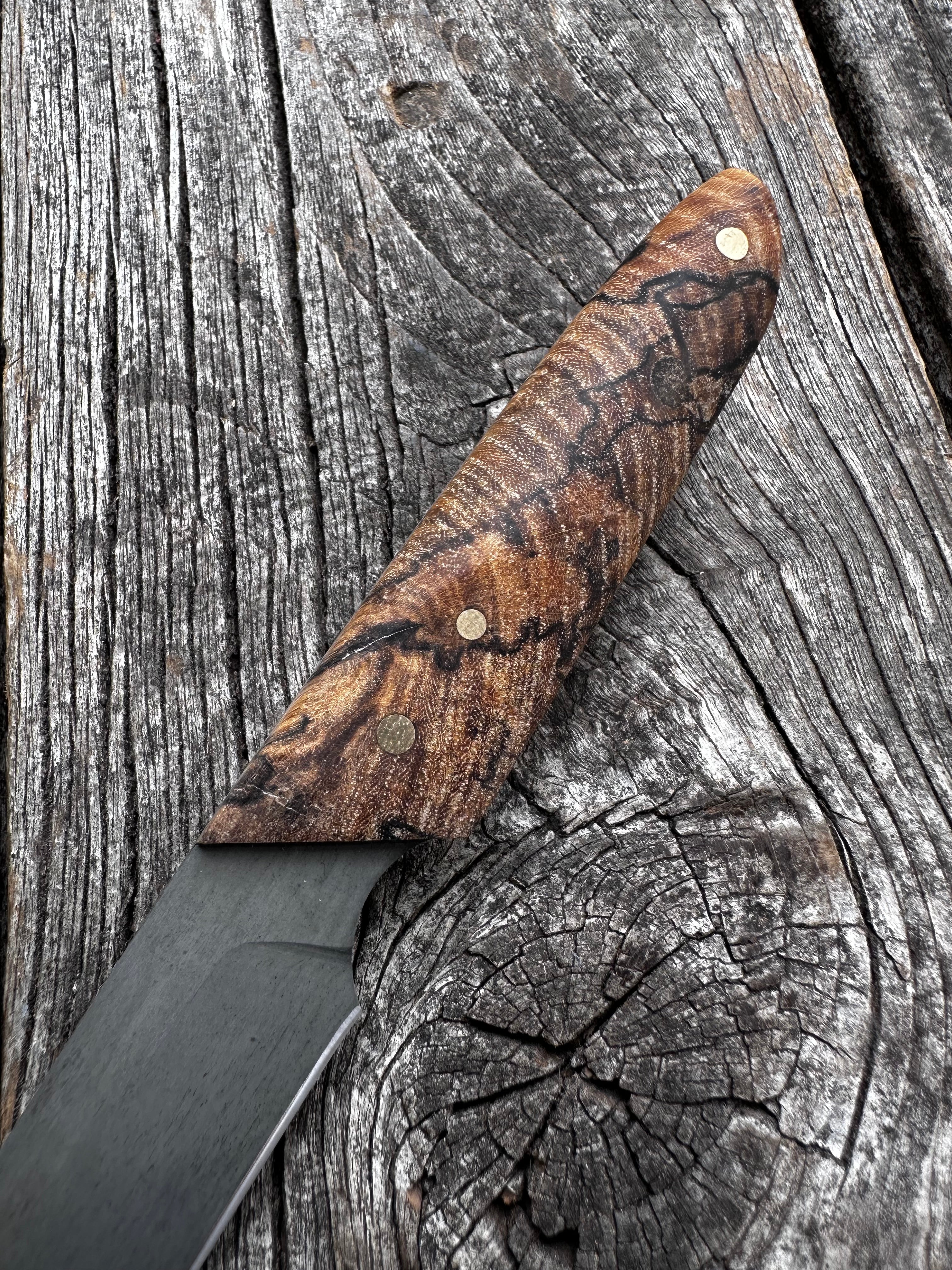 Ocelot Pocket EDC knife — Spalted Maple & Brass