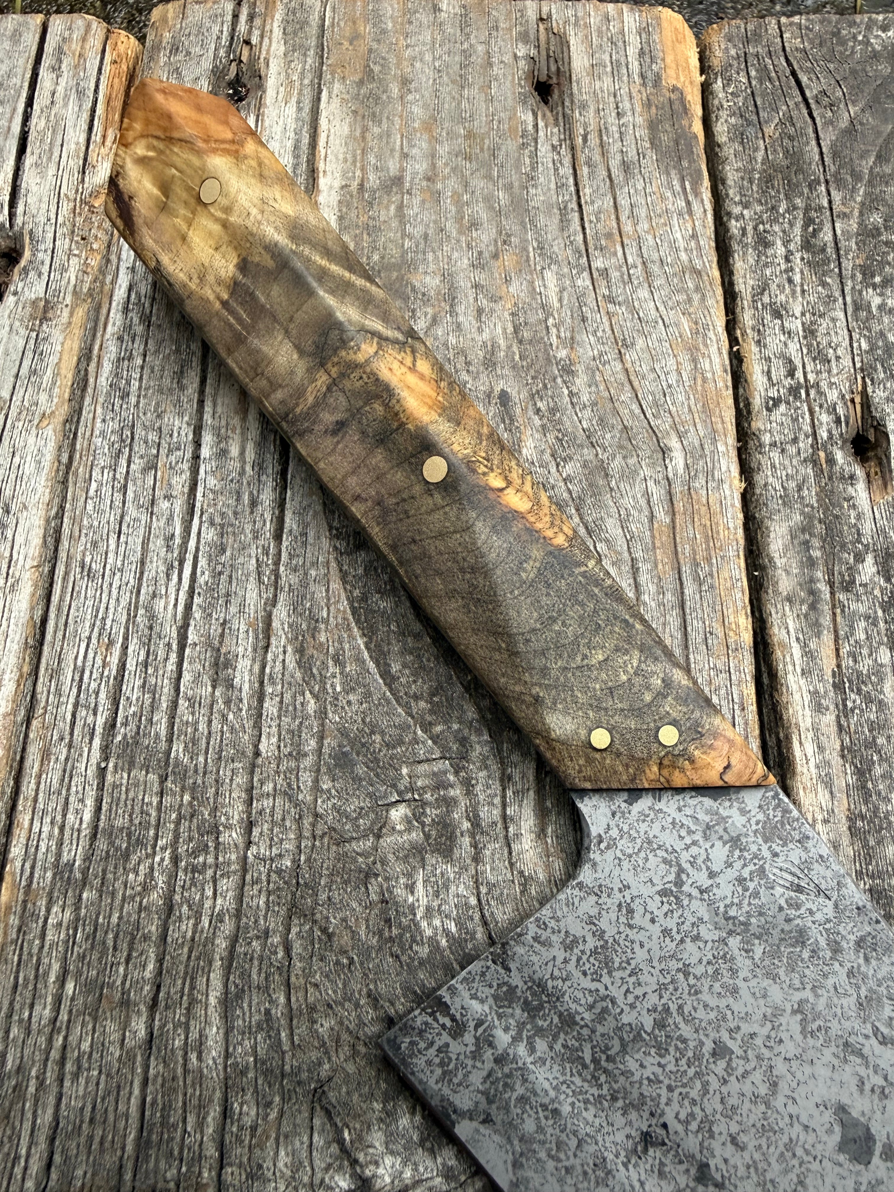 Prototype 8” Chef — Buckeye Burl & Brass