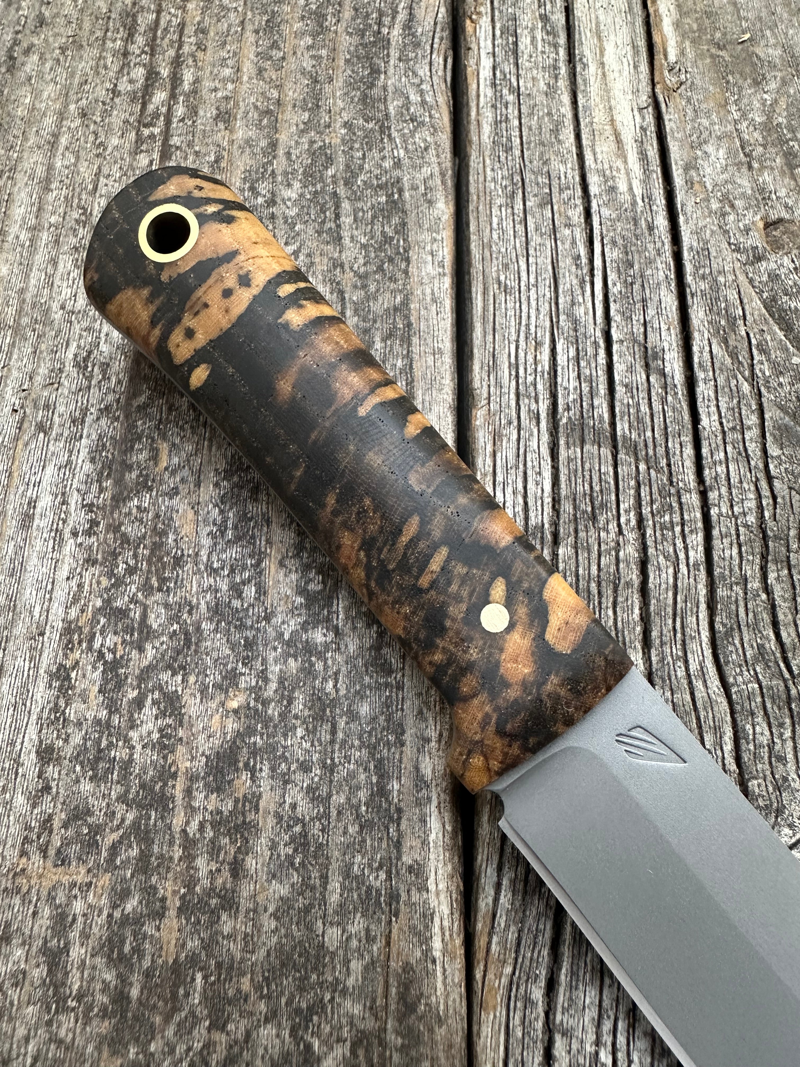 Mountain Scout Knife — Spalted Maple & Brass