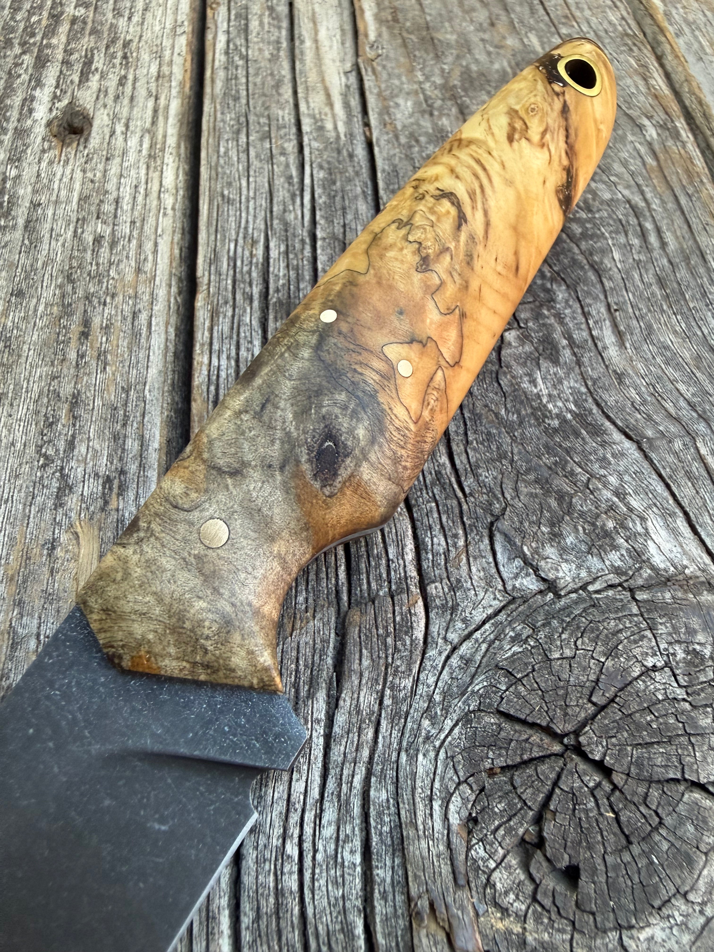 Drop-Point Harvester— Buckeye Burl & Brass